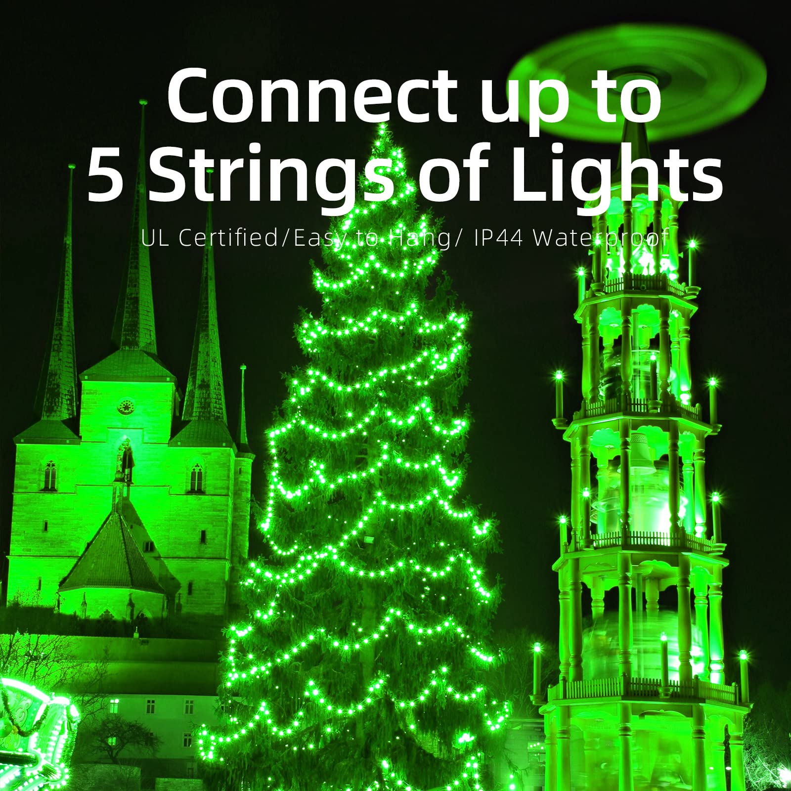 Xmashome 19.6Ft Green Wire Green String Lights, 100 Count Incandescent Christmas Lights (Green, 100 Lights)