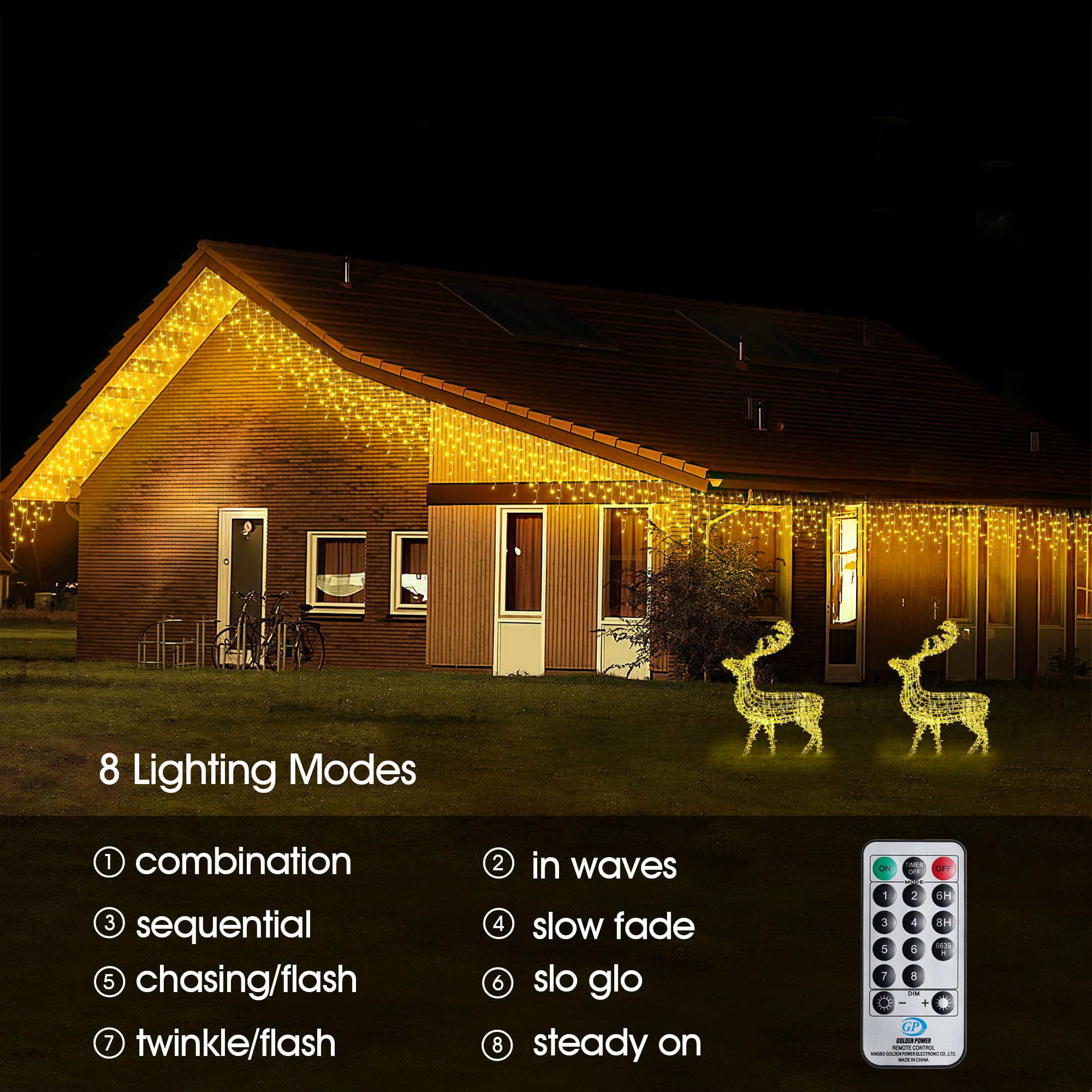 Wbao Led Christmas Lights Outdoor 800 Led 66Ft 150 Drops With Remote, 8 Modes Curtain Fairy Lights With Waterproof, Timer, Memor