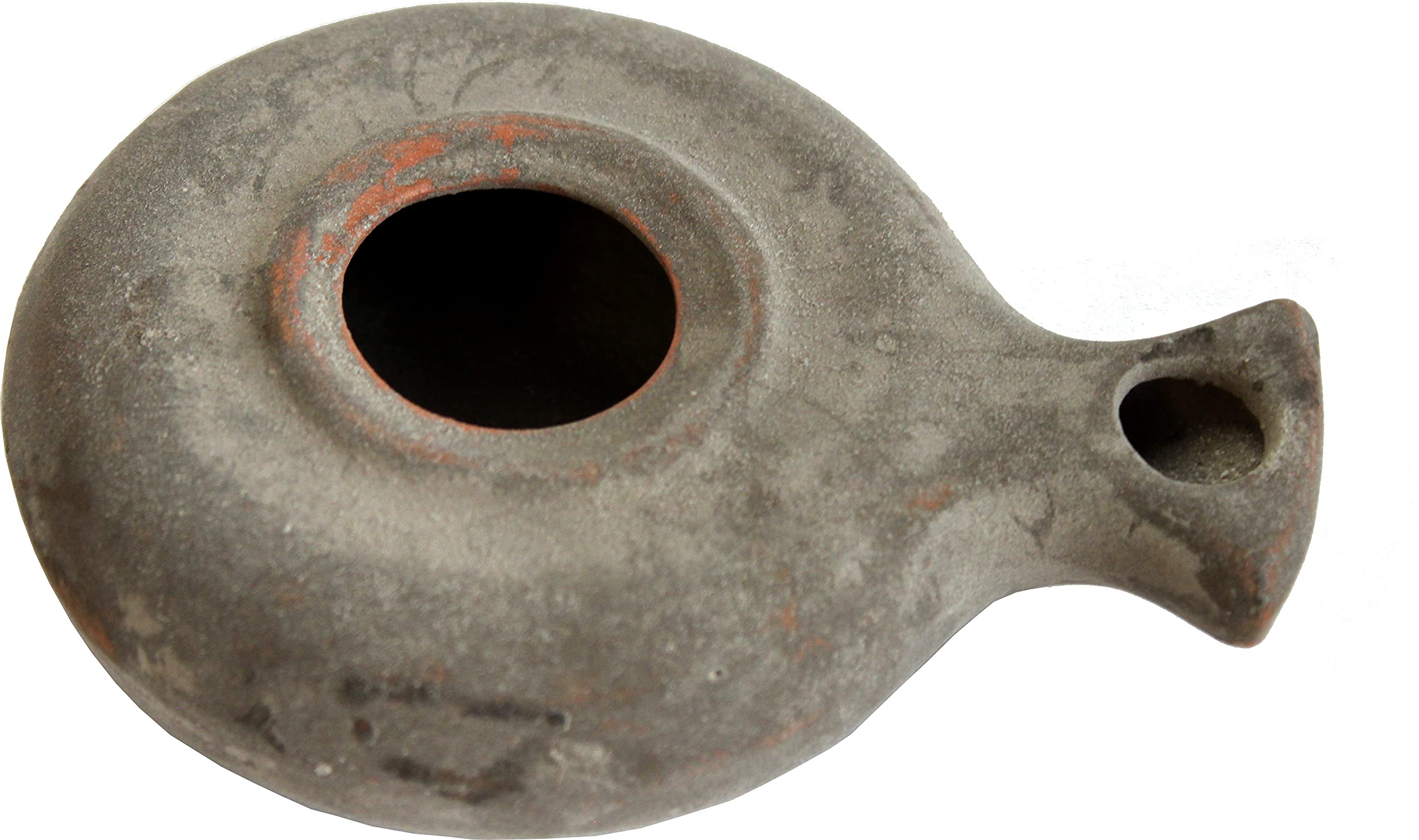 Holy Land Market Herodian Ancient Biblical Oil Lamp Replica - Large Antique Black Stone Model B0048LX7O8