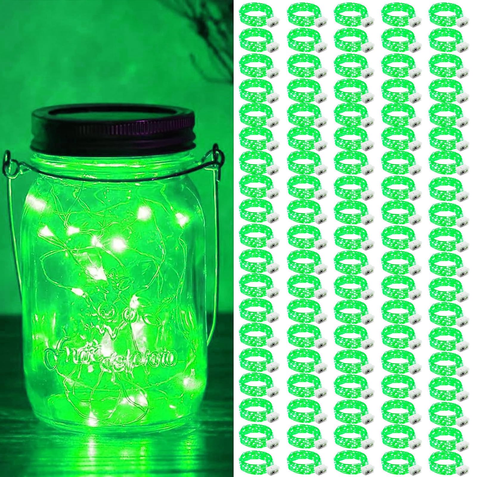 ZGWJ 100 Pack Fairy Lights Battery Operated  7ft 20 Mini LED Fairy String Lights Silver Wire 3 Modes for DIY  Parties  Wedding  Bedroom  Halloween Christmas Decoration Green