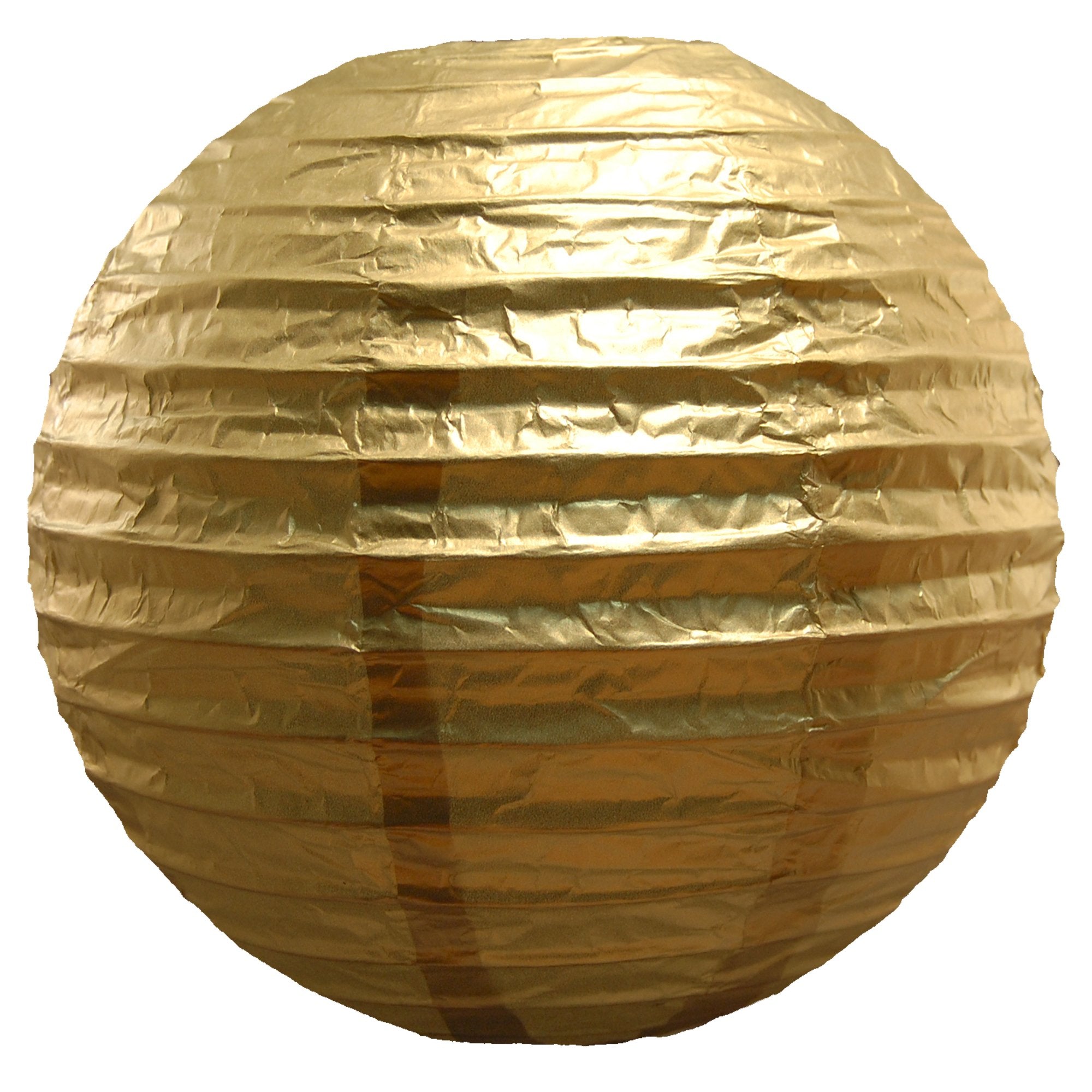 Lumabase Round Paper Lanterns, Metallic Gold - Set Of 5