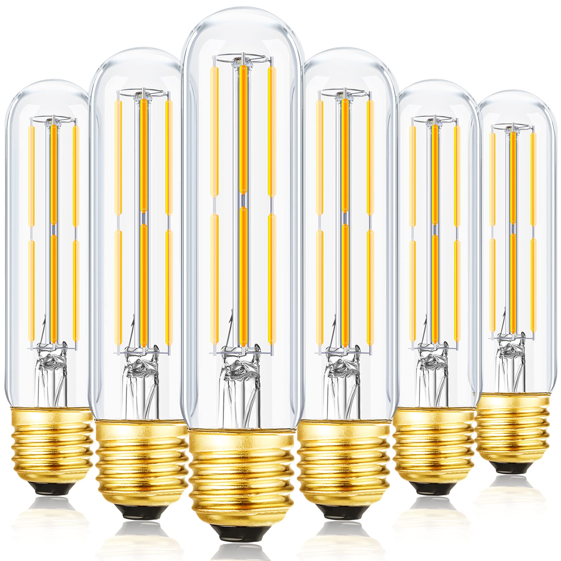 T10 Led Bulb,Dimmable 6W Led Tubular Bulbs, 60 Watt Incandescent Bulb Equivalent, 3000K Soft White, Clear Glass, E26 Base Lamp B