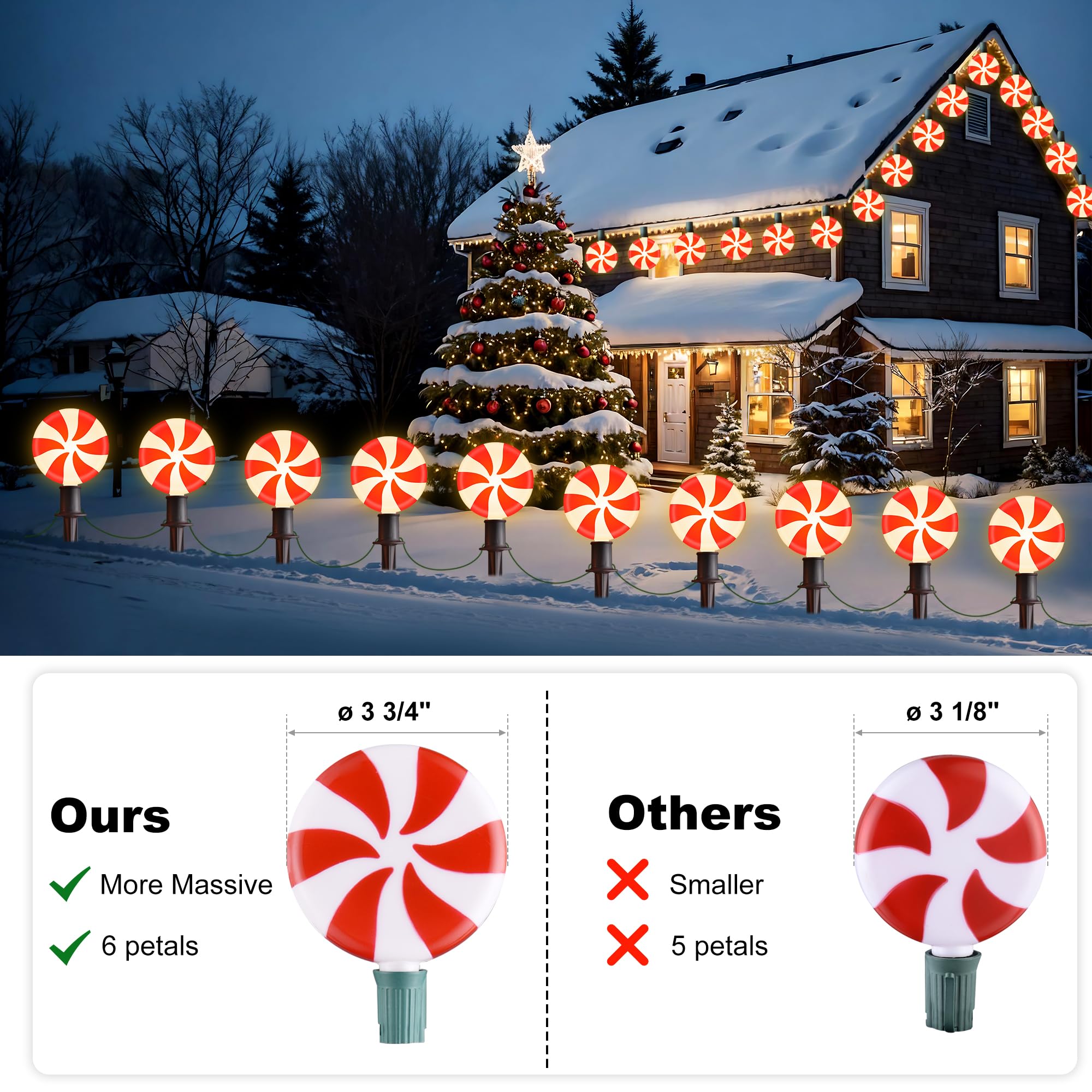 Ultimate Unicorn Christmas Lollipop Pathway Lights For Garden Christmas Decoration Red, 10 Led Peppermint String Lights With Sta