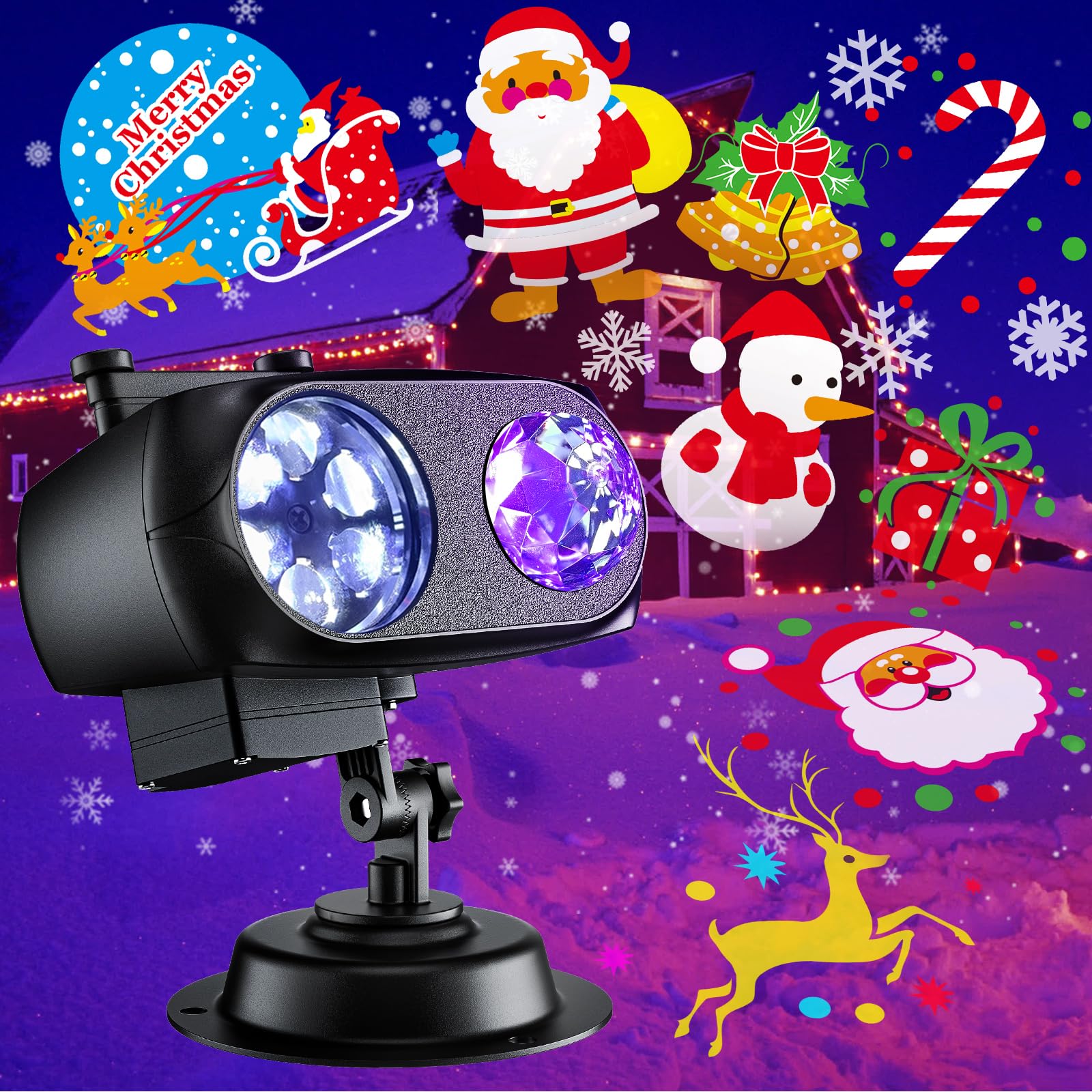FLITI Holiday Projector Light, 8 Themes, 3D Ocean Wave & Patterns, Model TC08, Black, Plastic