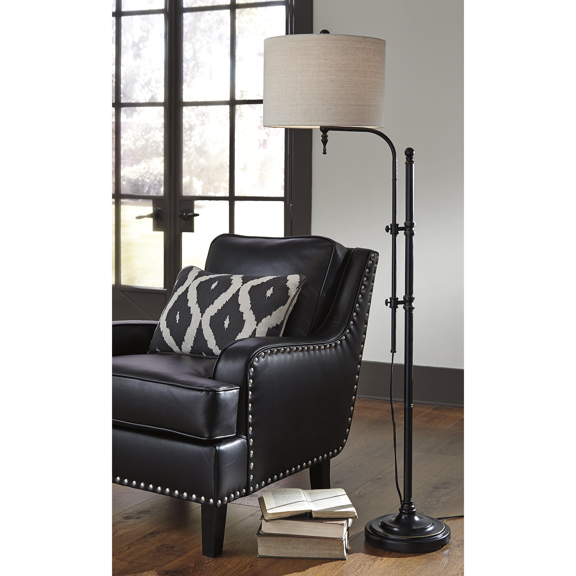Signature Design By Ashley Anemoon Casual 64.63'' Metal Floor Lamp With Adjustable Arm, Black