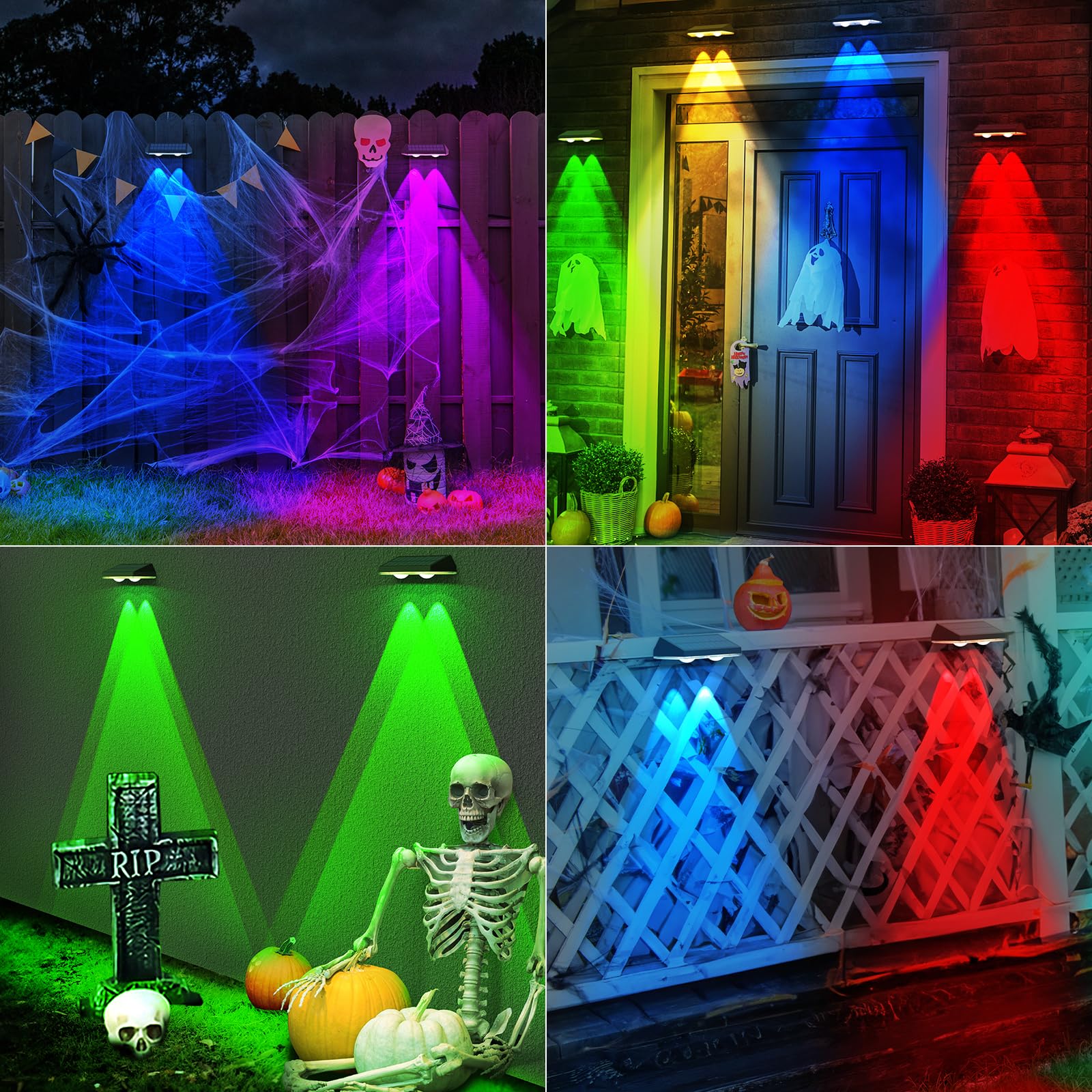 Solar Fence Lights ,Rgb & Warm White & 6 Colors Bright Lens Led Dusk To Dawn Deck Light, Fence Solar Lights Outdoor Waterproof, Solar Outdoor Lights For Backyard/Railing/Wall/Step/Patio/Pool (8Pack)
