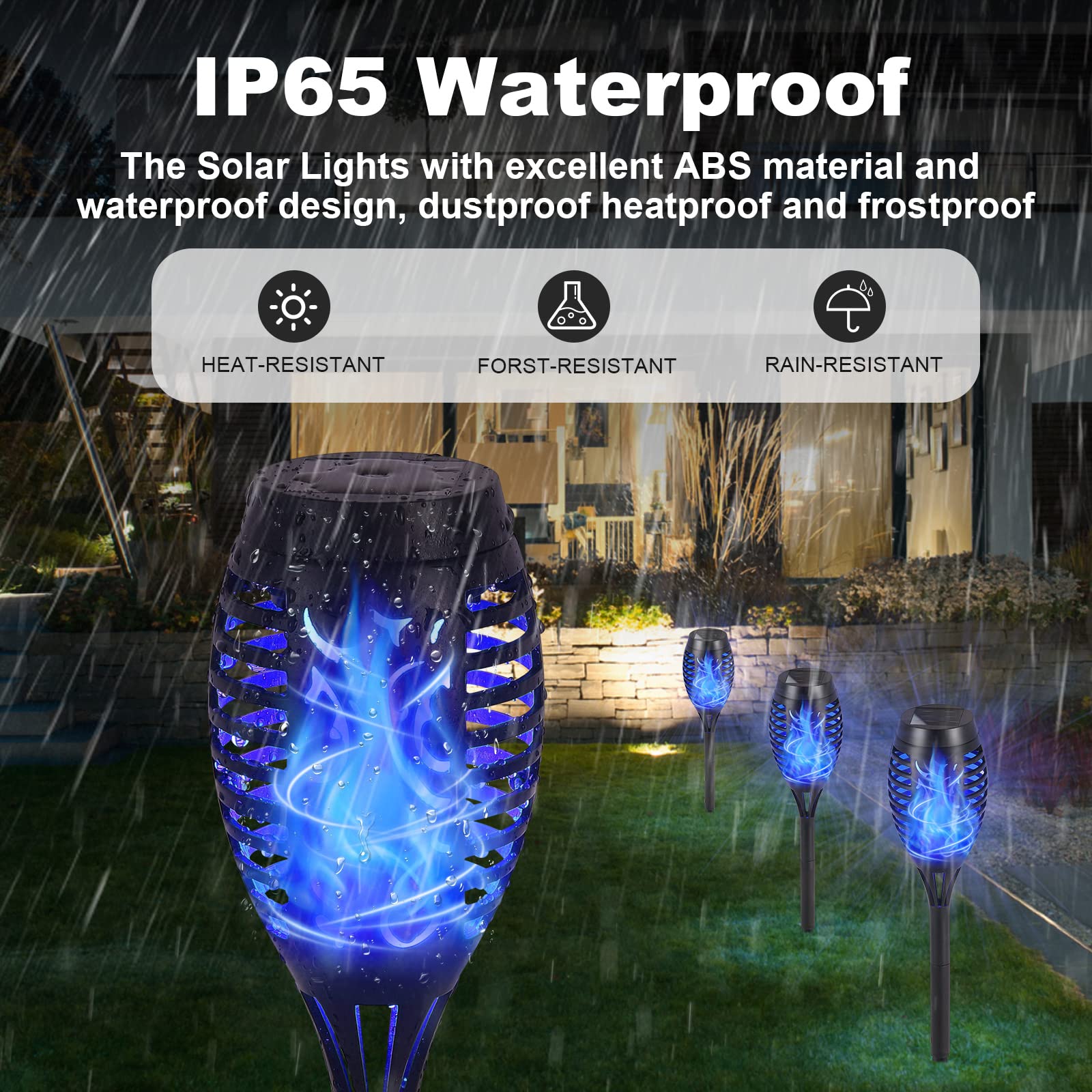 Ridalux Solar Lights Outdoor, 12Pack Solar Torch Light With Flickering Flame For Garden Decor, Waterproof Outdoor Lighting Lands