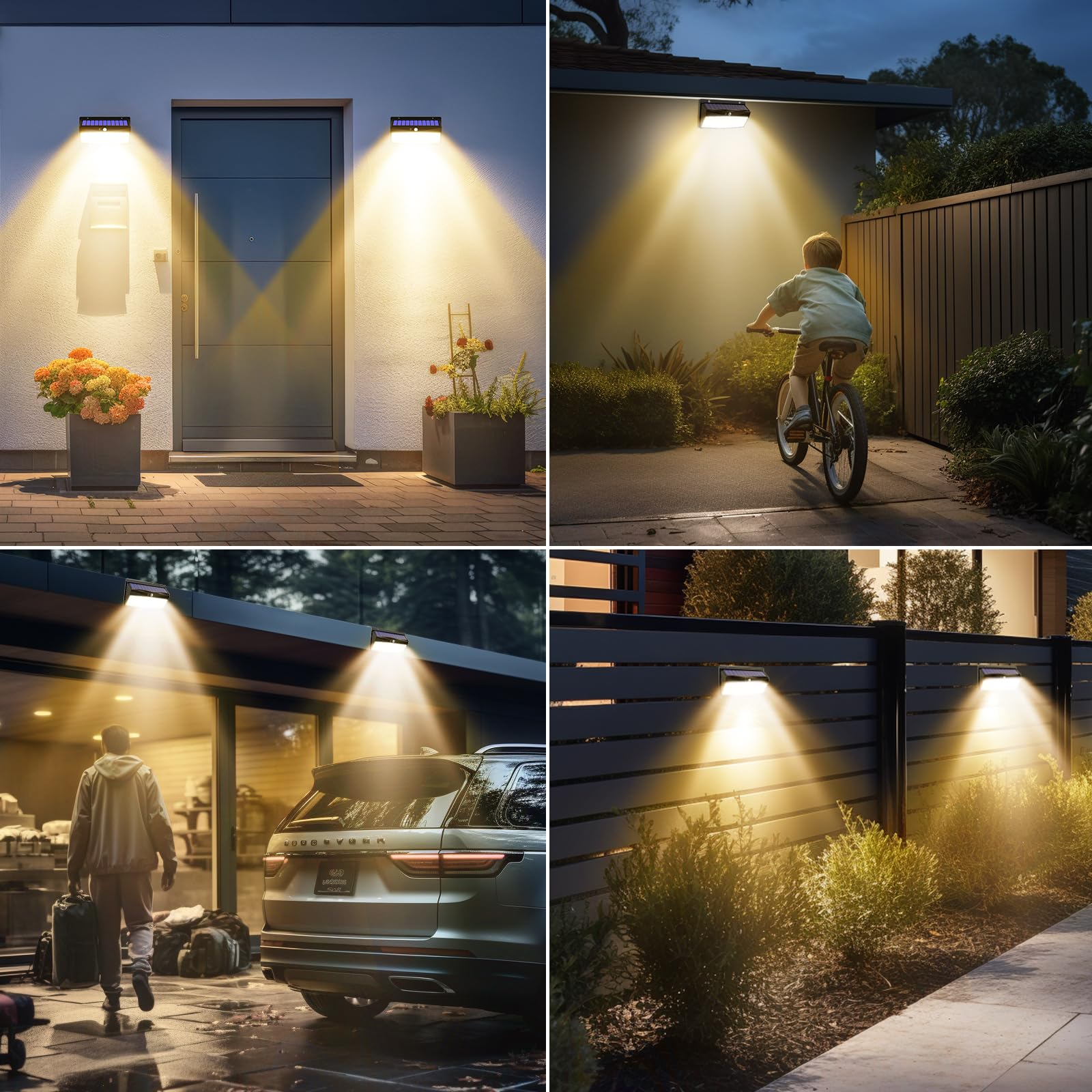 2 Pack 368 Led Solar Motion Sensor Lights Outdoor, Solar Fence Lights With 3 Lighting Modes, Solar Powered Security Lights Water