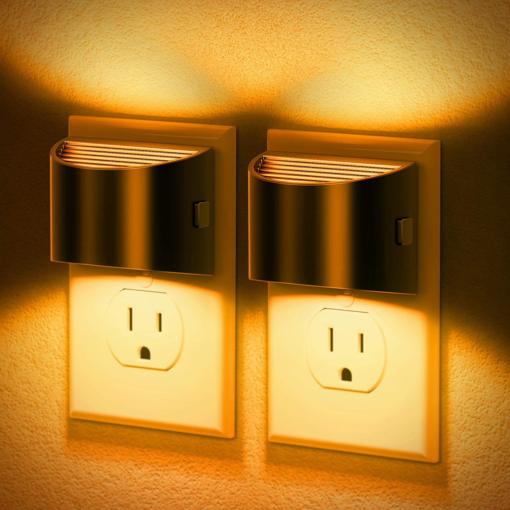 Jandcase Night Light, Modern Night Lights Plug Into Wall,2 Pack Dusk To Dawn Sensor Nightlight, Amber Brightness Adjustable Nigh