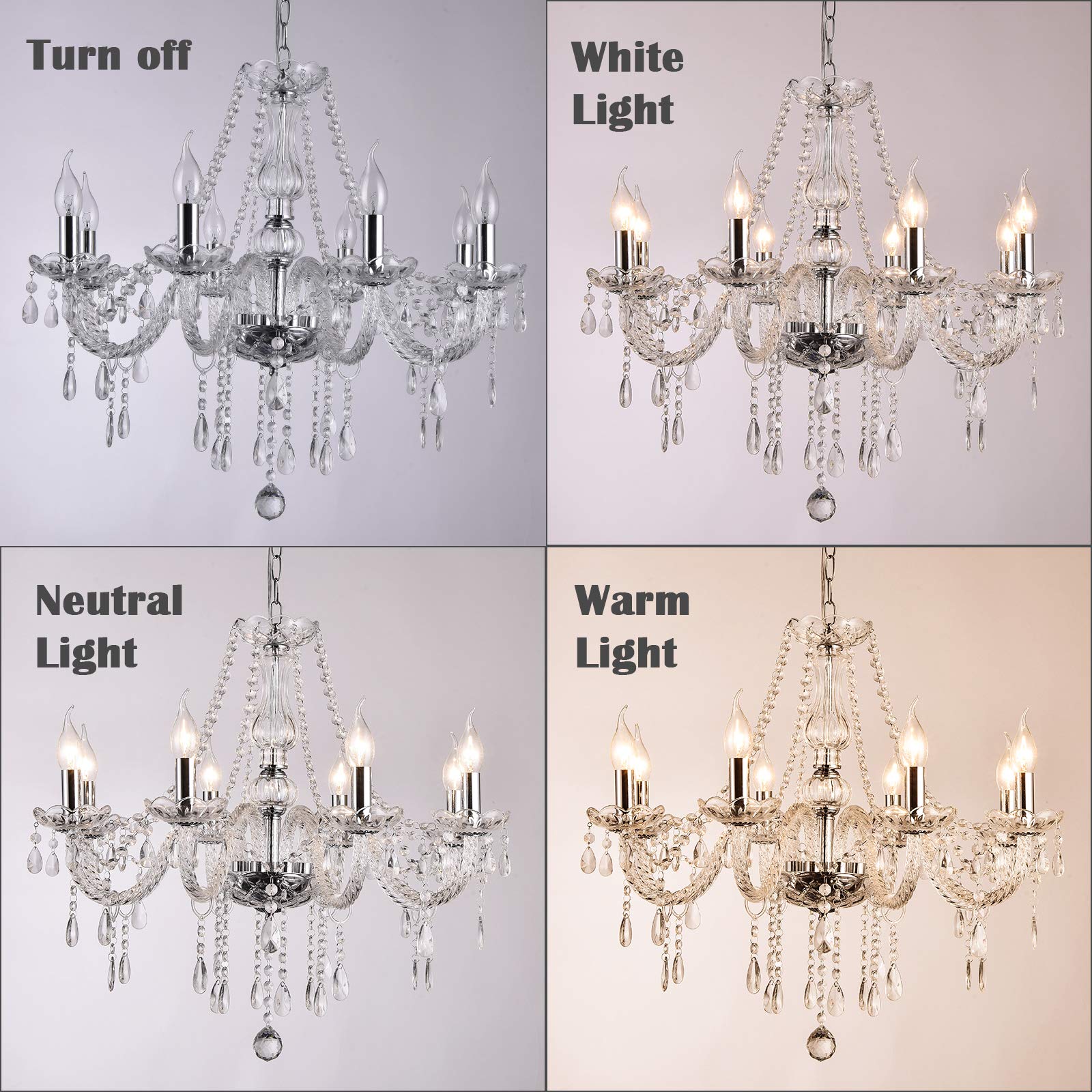 Panghuhu88 Crystal Candle Chandeliers Lighting Modern 10 Lights Pendant Ceiling Fixture Lamp For Dining Living Room Bedroom Hall