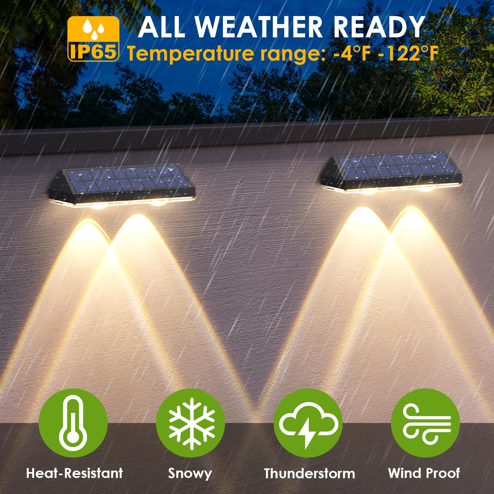 LIANGLOME Solar Fence Lights - Waterproof LED, 3 Modes, 12 Pack, IP65, 3000/4000/6000K, Ideal for Outdoor Decks, Patios