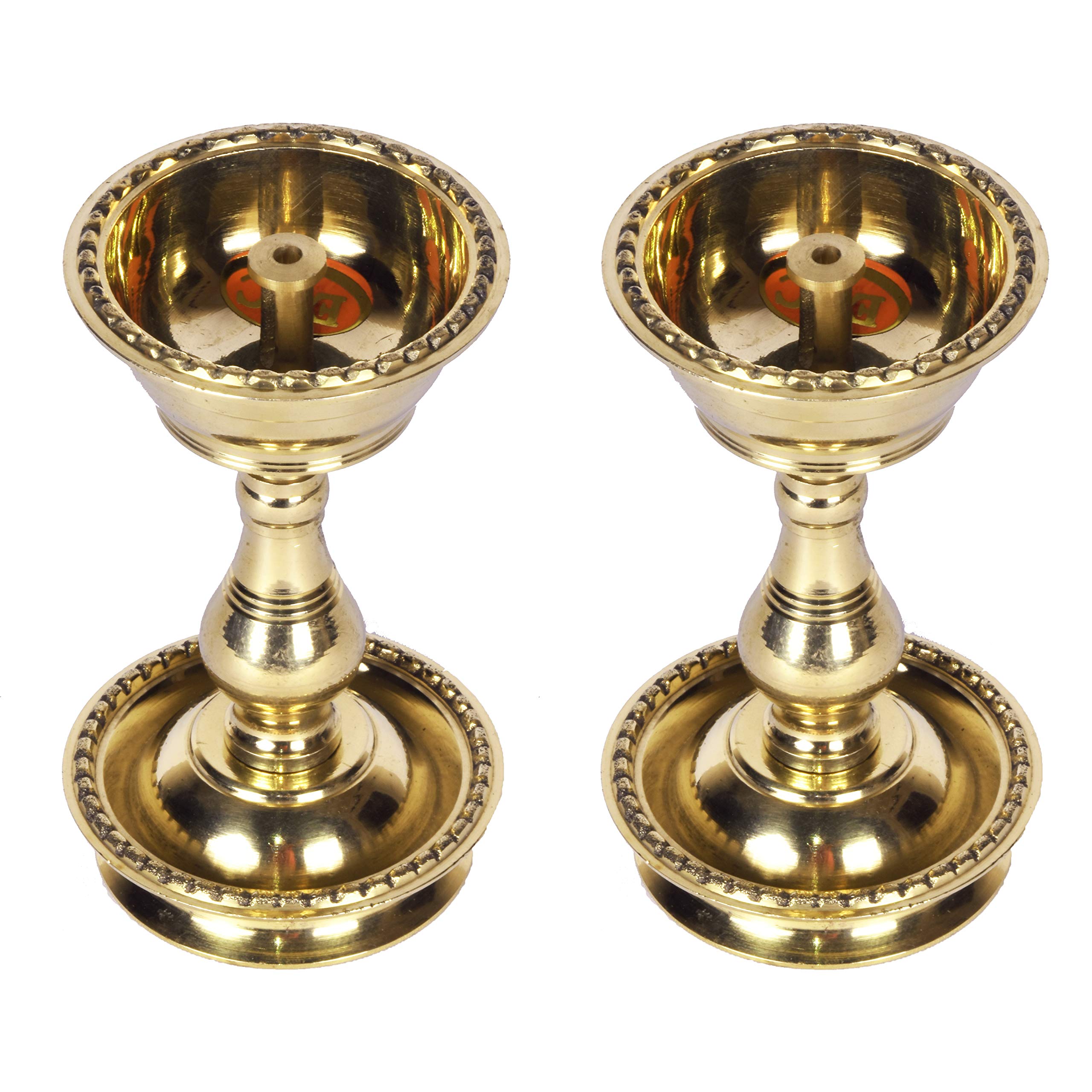 Printology Modern Gift Centre metal Pure Brass Heavy Udupi Nanda Diya (no-2, Set of 2)