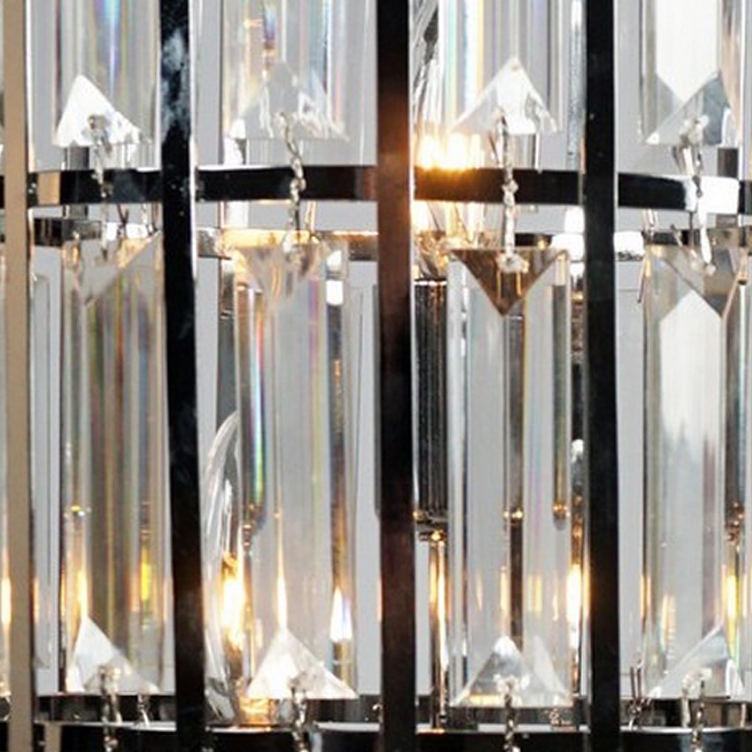 Benzara Modern Table Lamp - 20 In. Metal Cage Shade With Glass Accents, Chrome Finish, Model Bm300852