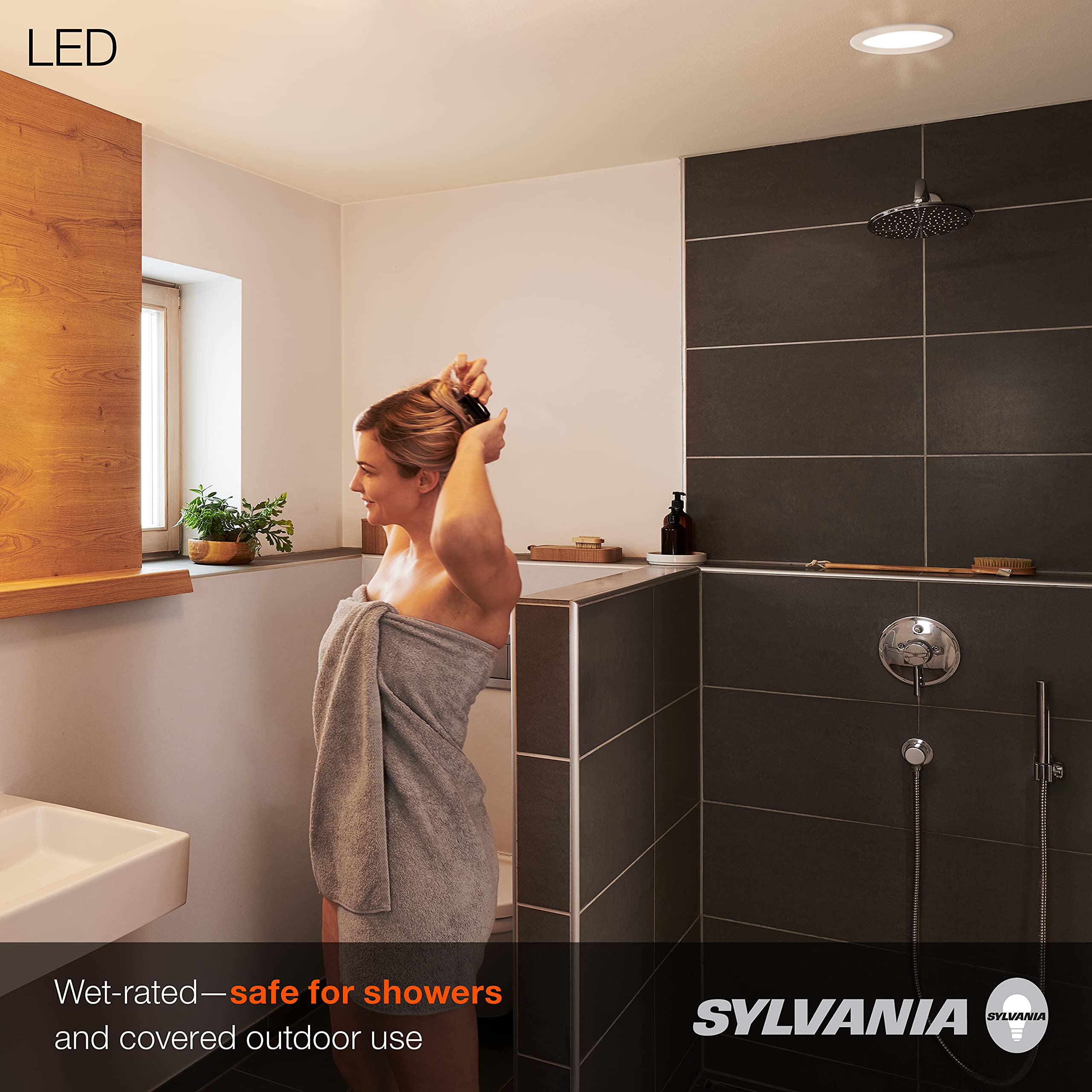 LEDVANCE SYLVANIA 4” Dimmable LED Recessed Downlight, 7.5W=65W, 600 Lumens, White 3000K, Wet Rated