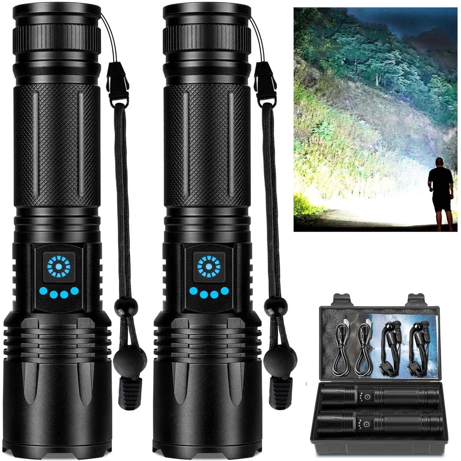 Lylting 99,000 High Lumens Rechargeable LED Flashlight,Brightest Handheld Flashlights with 5 Modes & Waterproof,Super Bright Fla