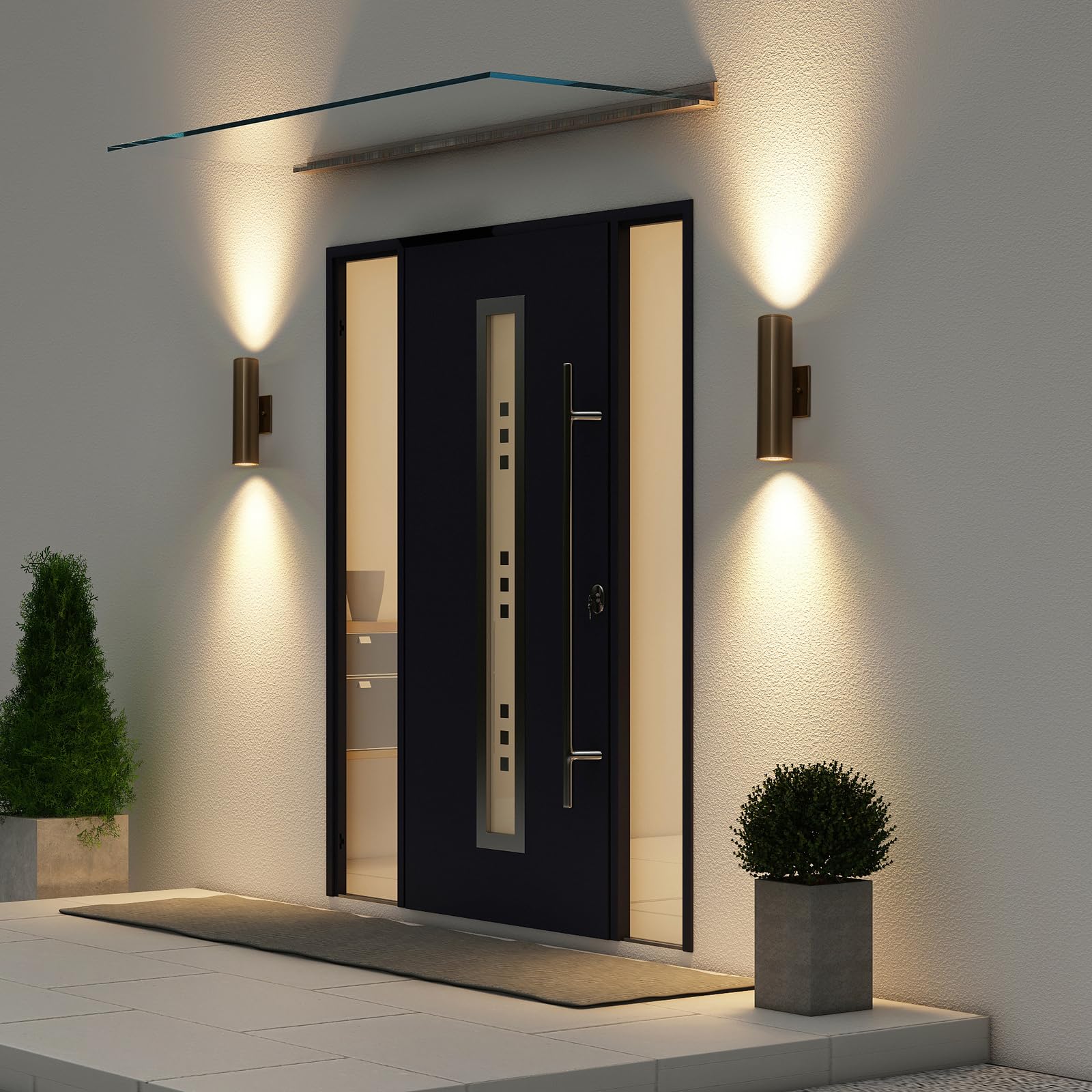 Zicbol Modern Outdoor Wall Light 11.8 Integrated Led Cylinder Up And Down Outdoor Lights  2-Light Exterior Lighting Fixtures For House Patio Front Porch Garage