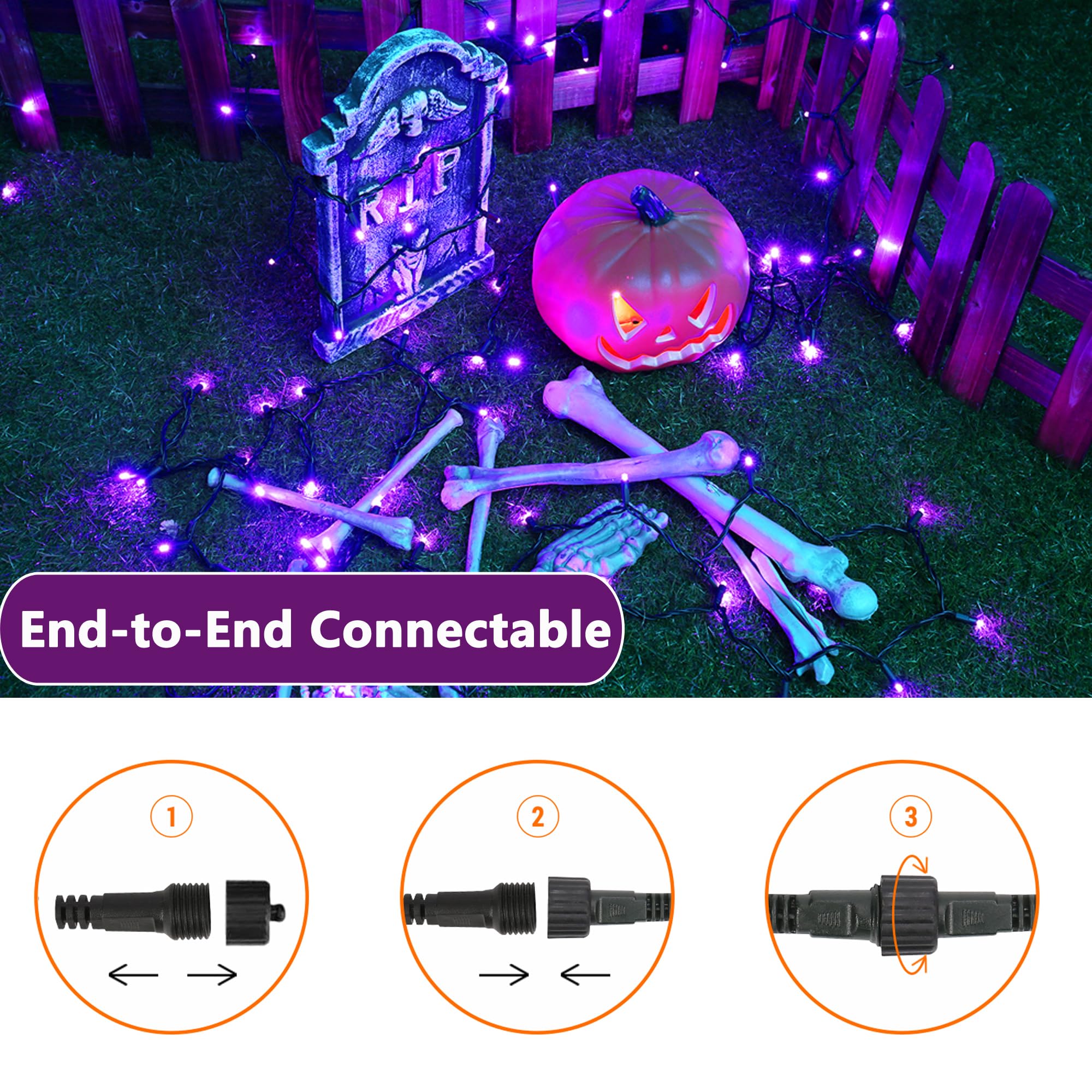Joomer Purple Halloween Lights  100Ft 300 Led String Lights With 8 Modes Timer Waterproof Plug In Indoor Outdoor String Light For Halloween Decorations