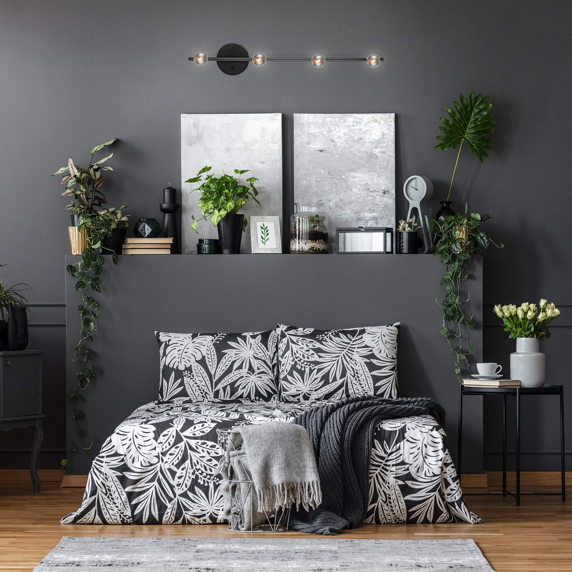 Globe Electric 59968 Monroe 4-Light Track Lighting, Matte Black, Metal, Bulb Not Included
