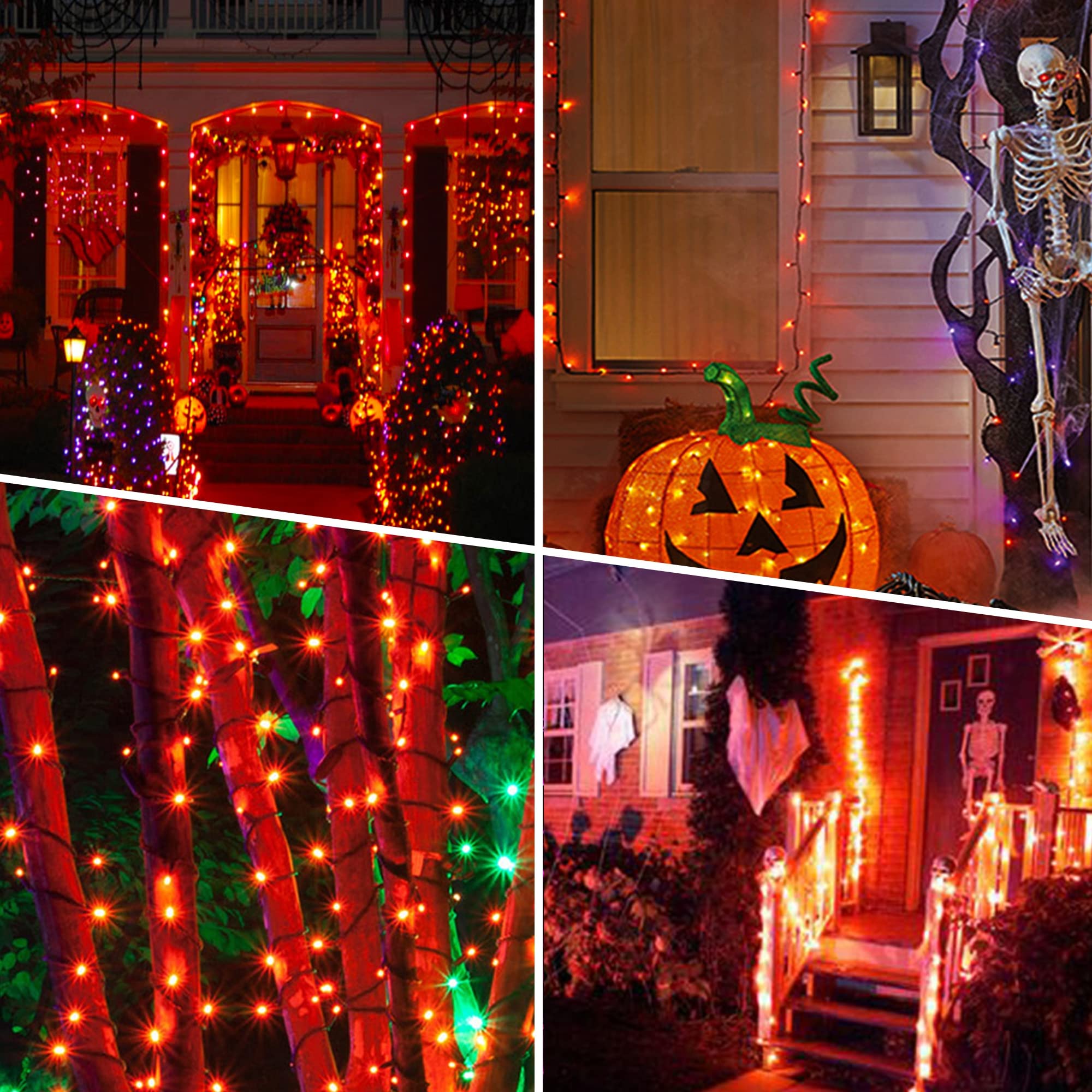 weillsnow 200 LED Orange Halloween Lights, 66FT Waterproof String Lights with 8 Modes for Halloween and Christmas Decorations