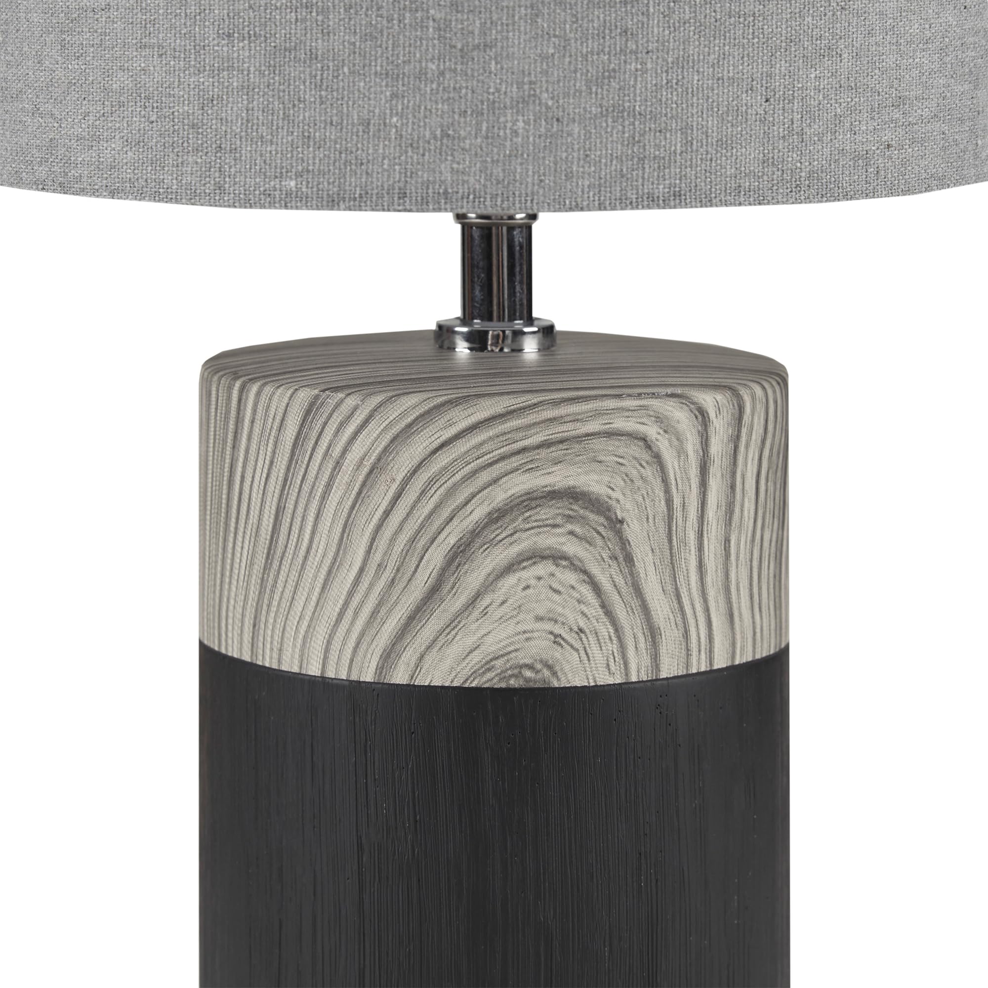 510 Design Nicolo Table Lamp, 2-Tone Ceramic & Woodgrain, 17.35 H, Grey, Nightstand/Desk Lamp, Model 5Ds153-0037