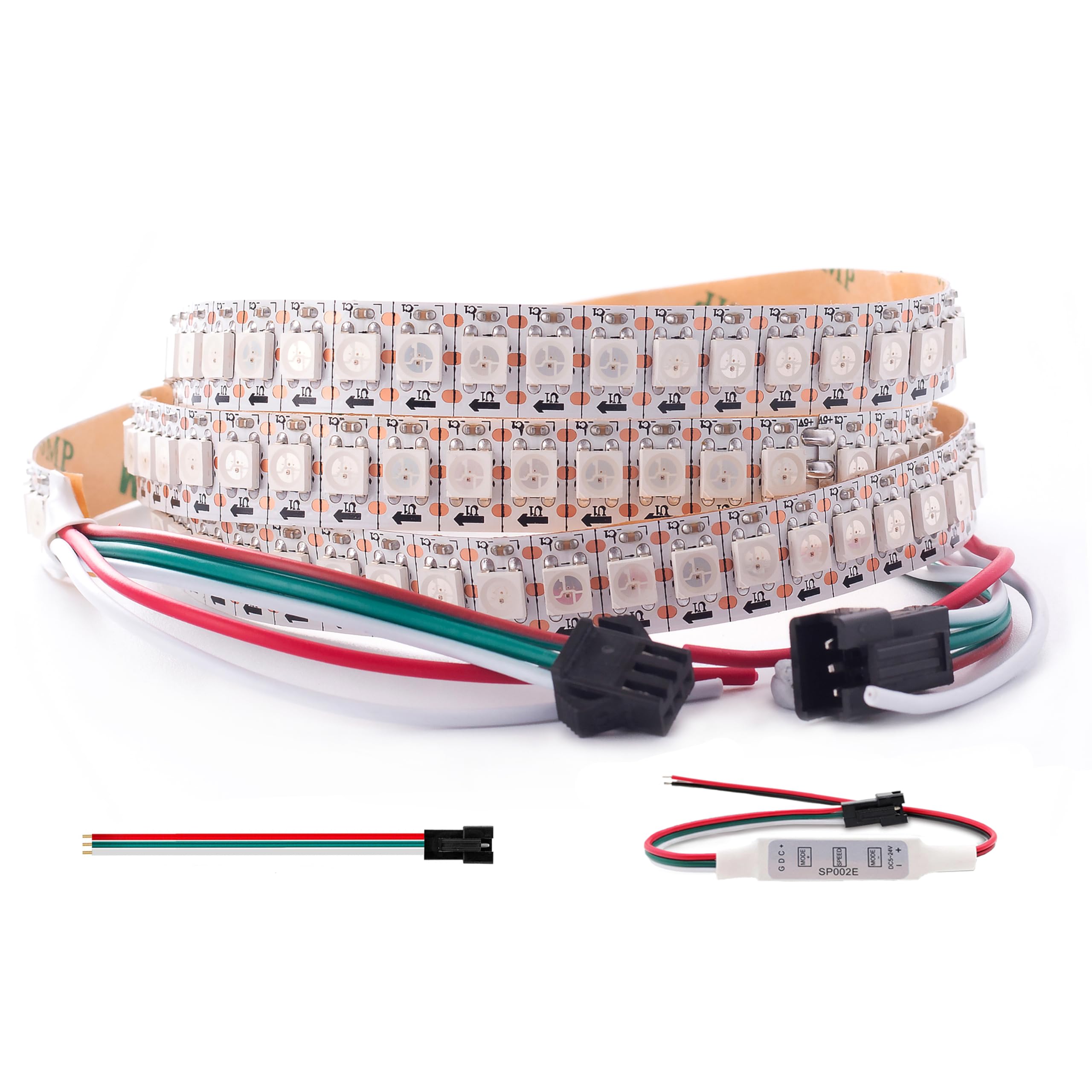 KWMSTPLT WS2812B RGB LED Strip, 3.2FT 144 LEDs, Individually Addressable, White PCB, Non-Waterproof, Model WS2812B1