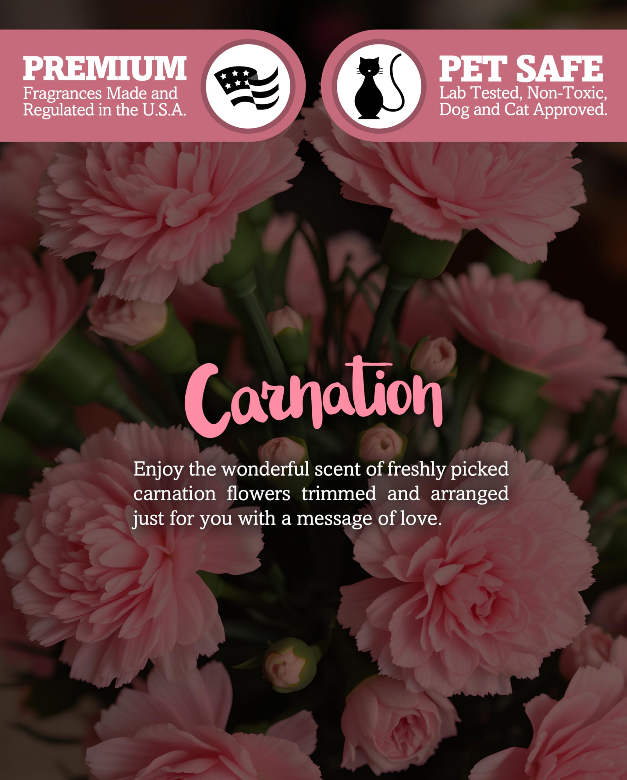 ShortieS Candle Company Pure Carnation Tealight Candles - 6 Pink, Highly Scented, Paraffin Wax, Flower Collection, Made In Usa