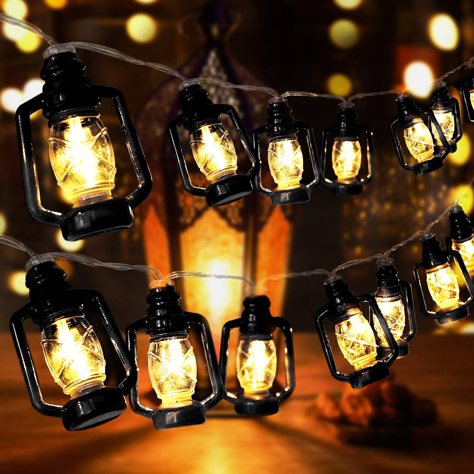 AceList Camping Lantern String Light 30 LED, Battery & USB Operated, Black, Model GZ-LT503B