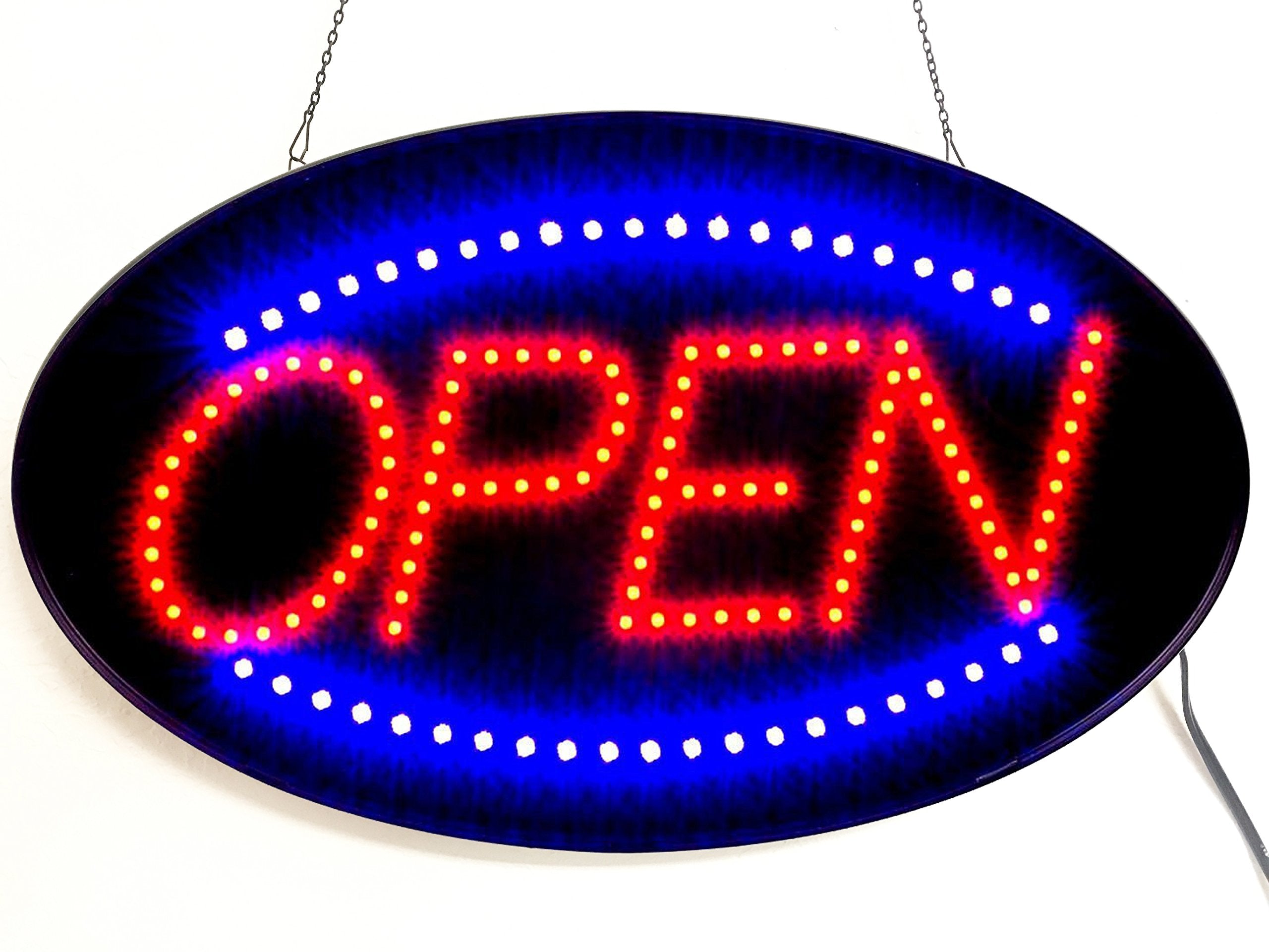 Delux Jumbo 24 x 13 Ultra Bright LED Neon Open Sign with Motion (2X Larger LEDs with More Energy effciency) HL202
