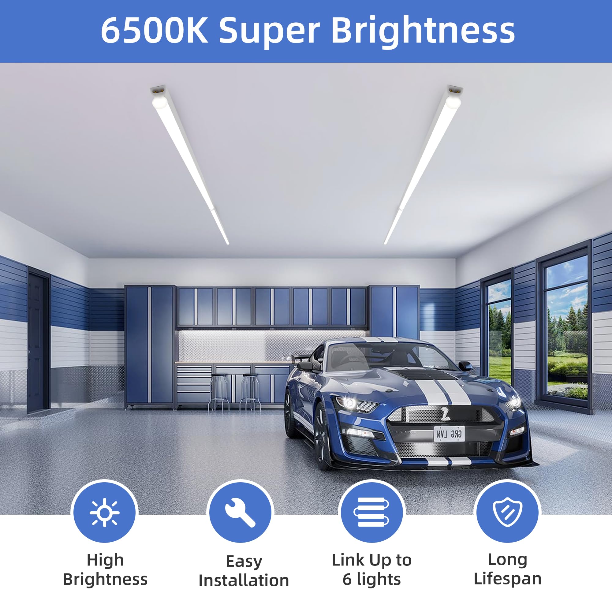 Hykolity 2 Pack Led Shop Light 4Ft, T5 Integrated Single Fixture, 22W, 2200Lm, 6500K Super Bright White, Linkable Shop Light, Ut