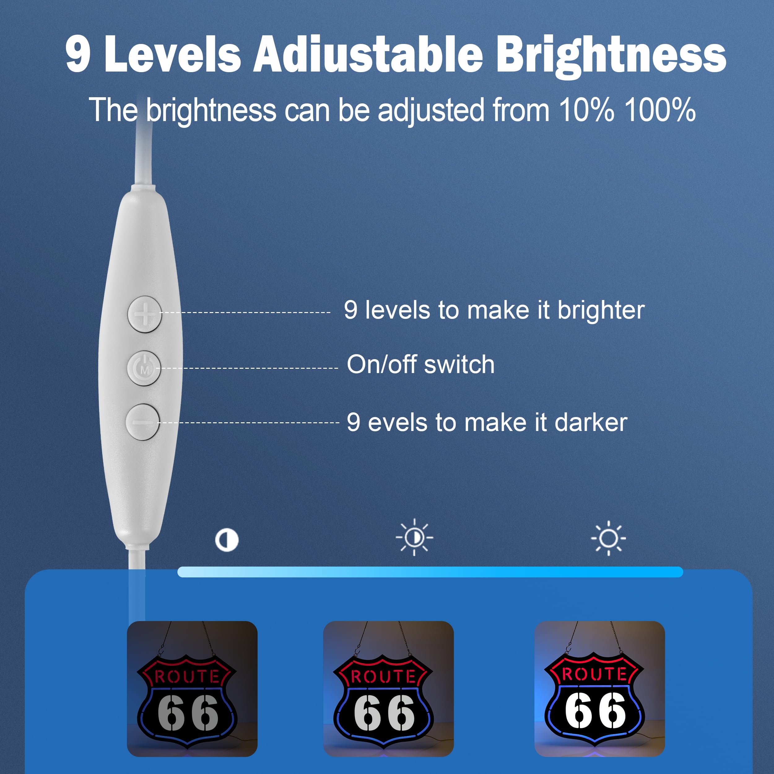 Vgvlgnss Ultrathin Route 66 Neon Sign Art - Red Acrylic Wall Light For Bedroom & Cafe Decor