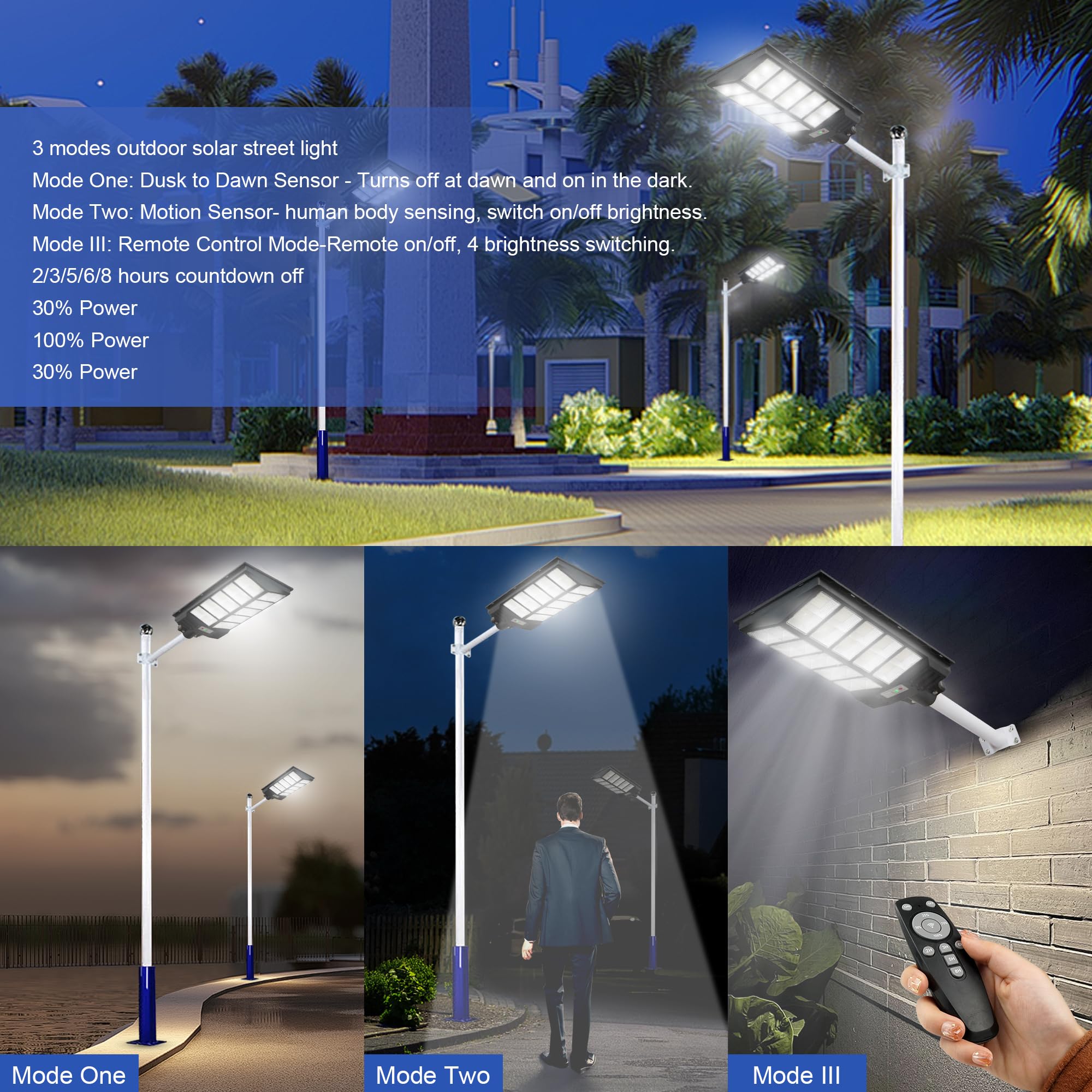 Rytabee 2400W Solar Street Light - Ip66 Waterproof, Motion Sensor & Remote Control For Outdoor Use