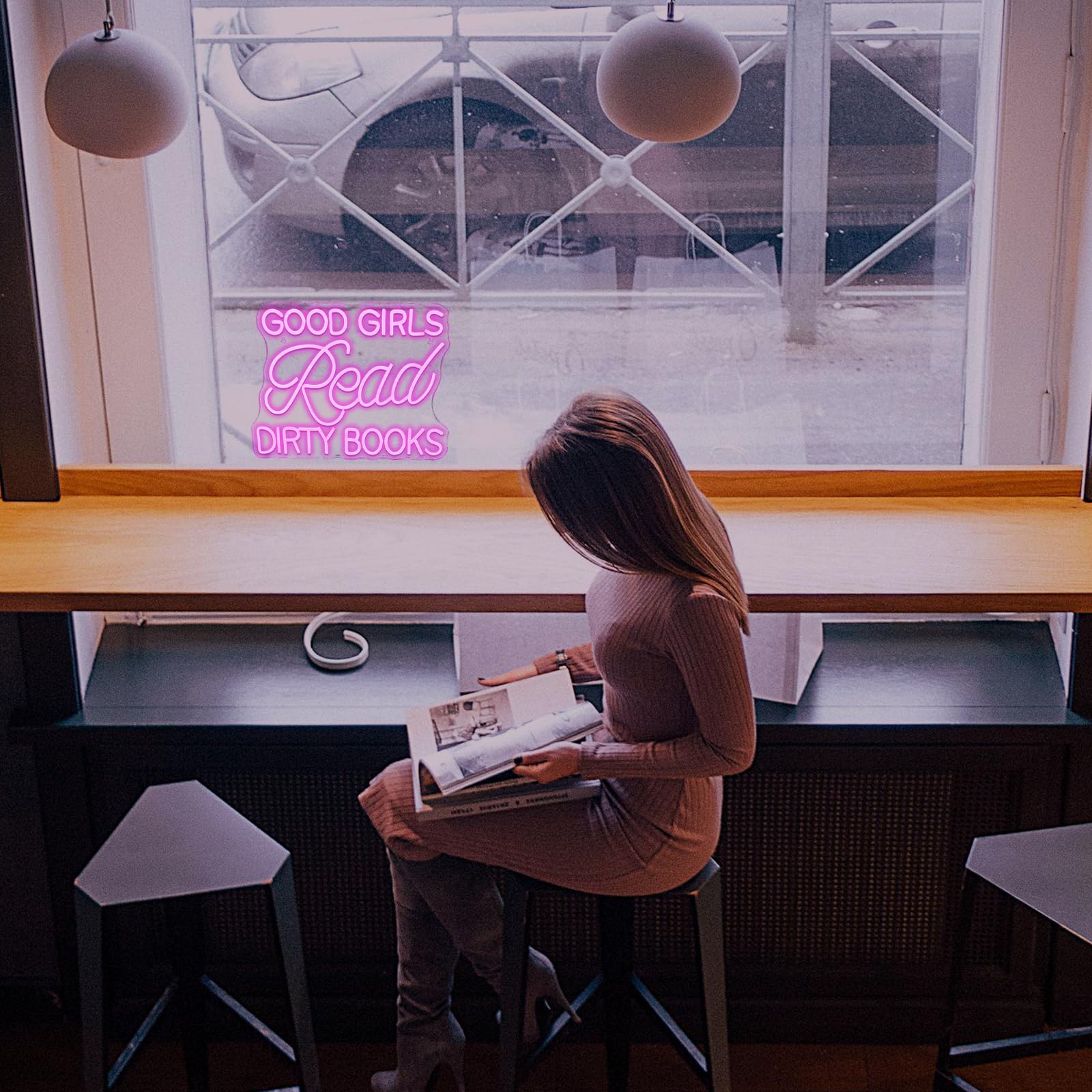 Jurong Led Neon Sign For Wall Decor  Good Girls Read Dirty Books Neon Light  Usb Powered Dimmable  5V/2A  16.5X12.5 For Home Book Party  Gift  Bedroom  Book Lover  Home Library