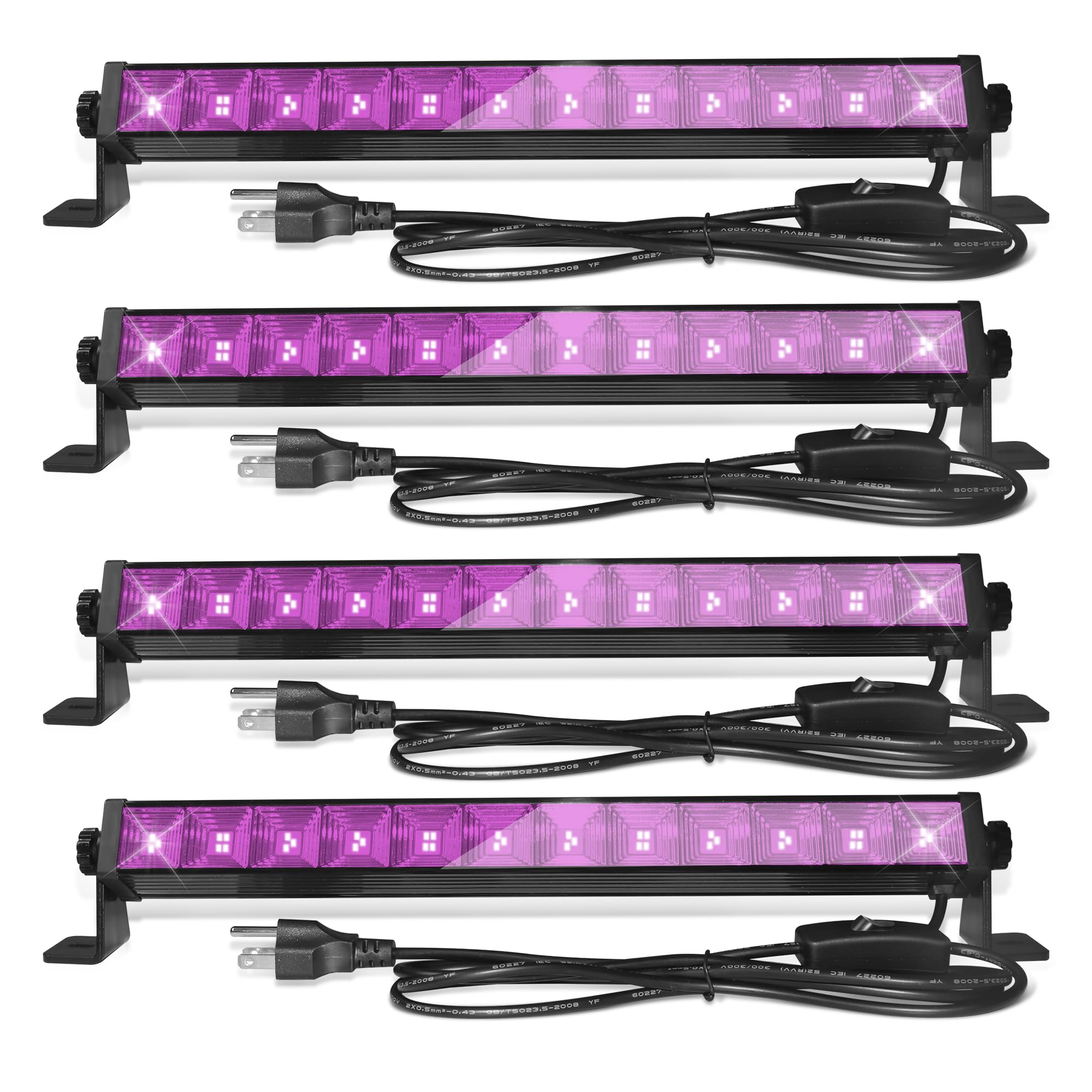 Upgraded 4 Pack 40W Led Black Light Bar Blacklight With Plug+Switch+6.5Ft Cord Black Lights Party Supplies For Halloween Glow Fluorescent Party Bedroom Game Room Body discomfort-reducingt Stage Lighting
