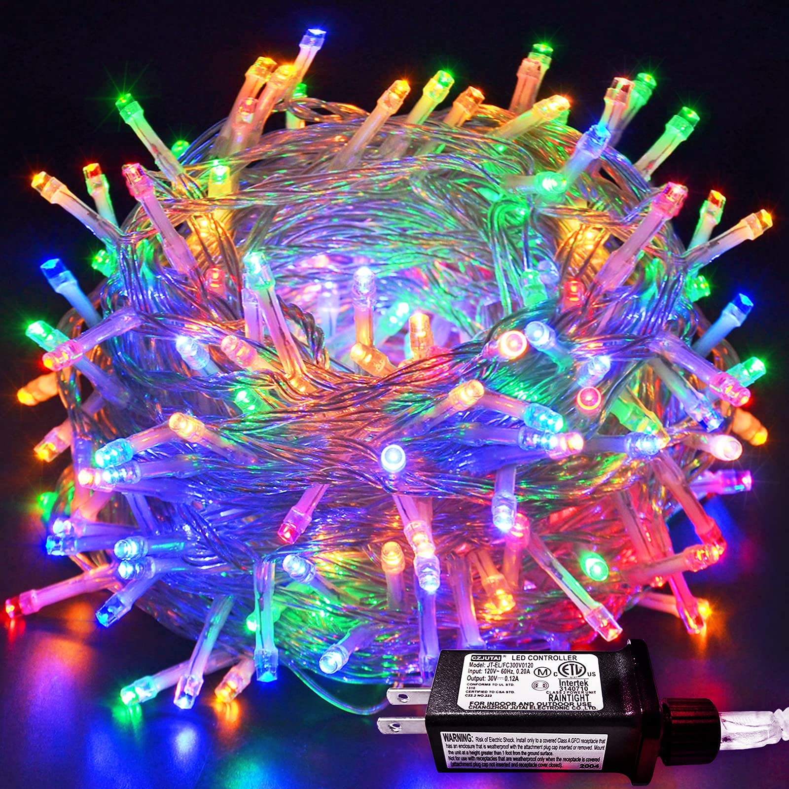 JMEXSUSS Connectable 100 LED Multicolor Christmas Lights for Tree, 8 Modes Multicolor Christmas Tree Lights Indoor Outdoor Clear Wire, 33ft Colorful Christmas Lights Plug-in for Christmas Tree Bedroom