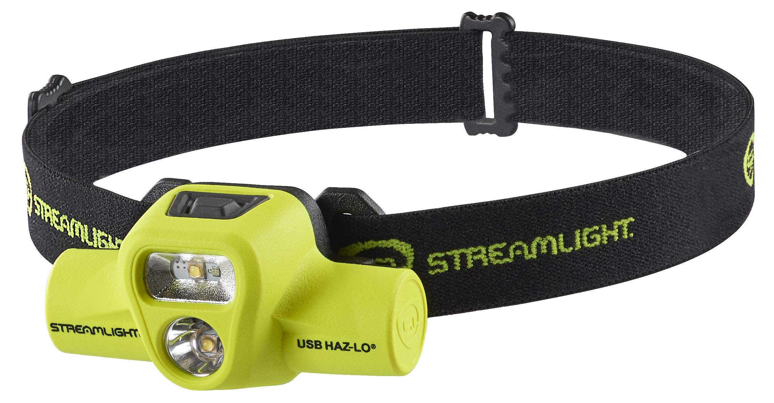 Streamlight USB HAZ-LO Rechargeable Headlamp 250-Lumen Yellow, Model 61460, Includes AC Cord, Elastic Strap, Rubber Hard-Hat Strap