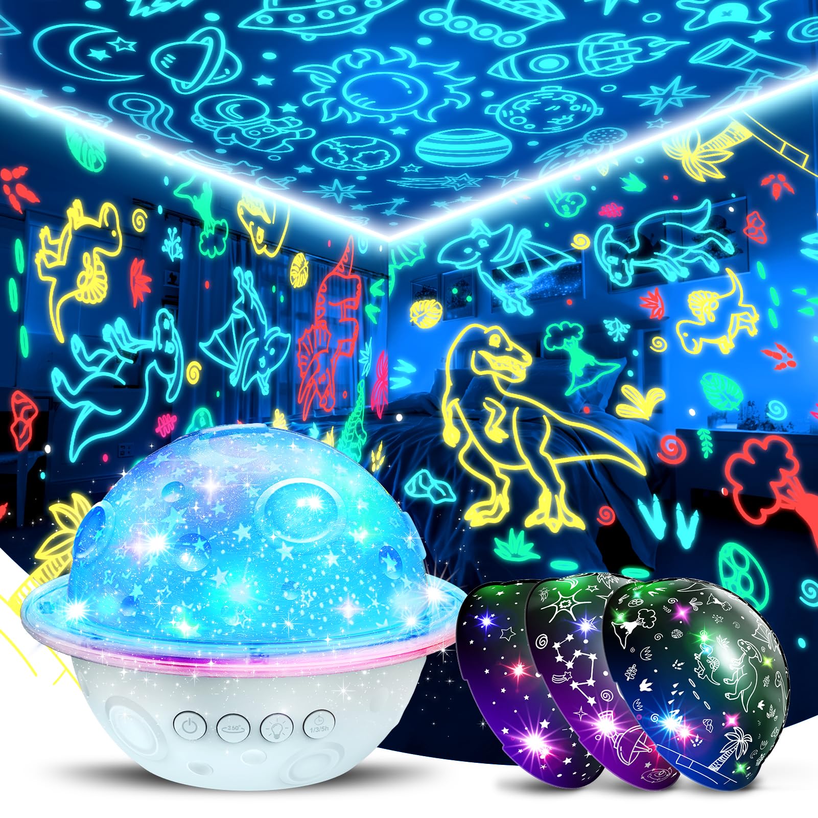 Dinosaur Toys for Kids 3-12: Dinosaur & Universe & Star Night Lights Projector Toys Easter Gifts for 3 4 5 6 7 8 9 10 11 12 Year