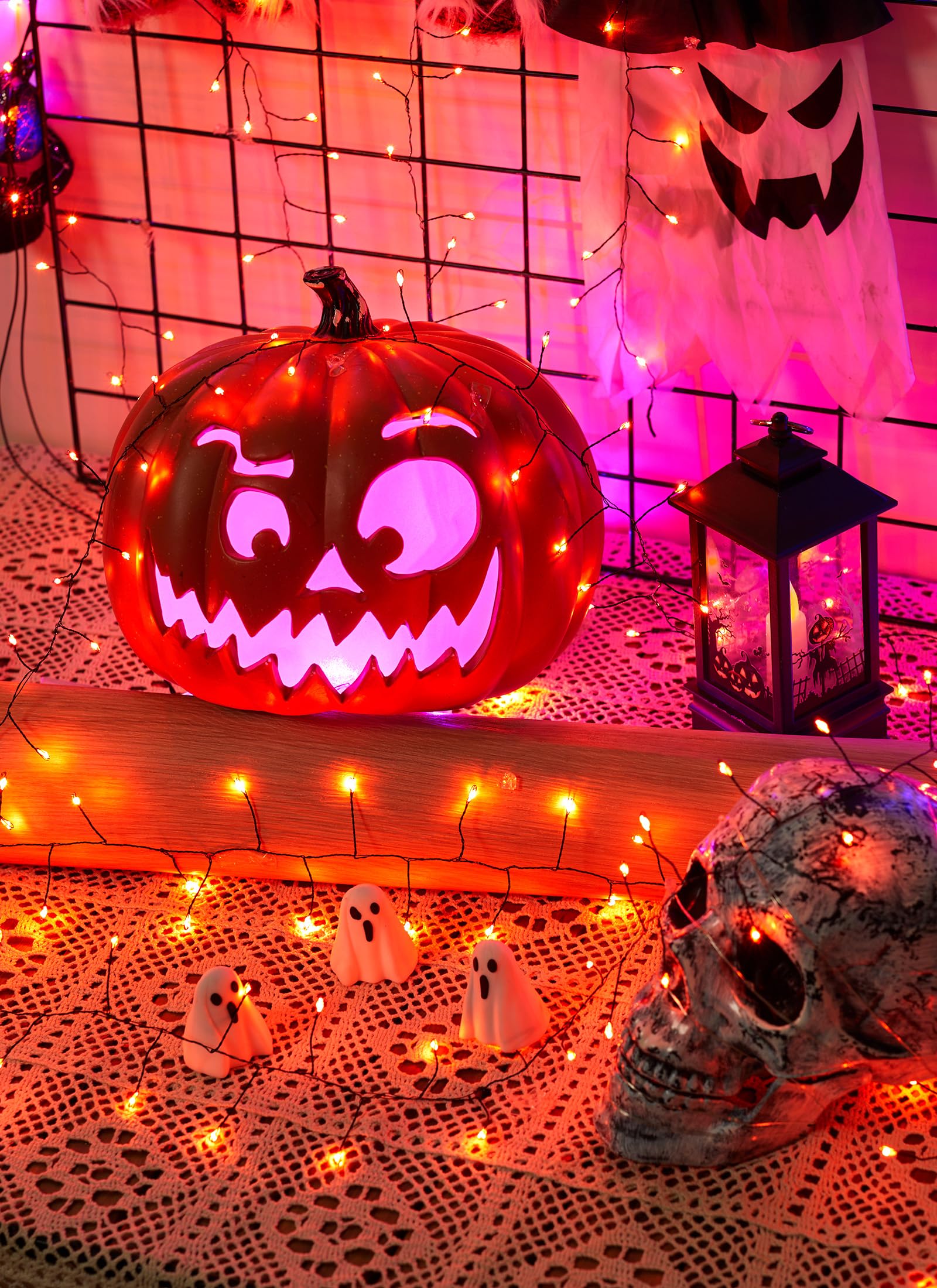Brightown Orange Lights  19.6Ft 240 Led Solar Fairy Lights  Halloween Lights Outdoor With 8 Modes  Waterproof Twinkle Fall Light For Patio Yard Trees Party  Black Wire