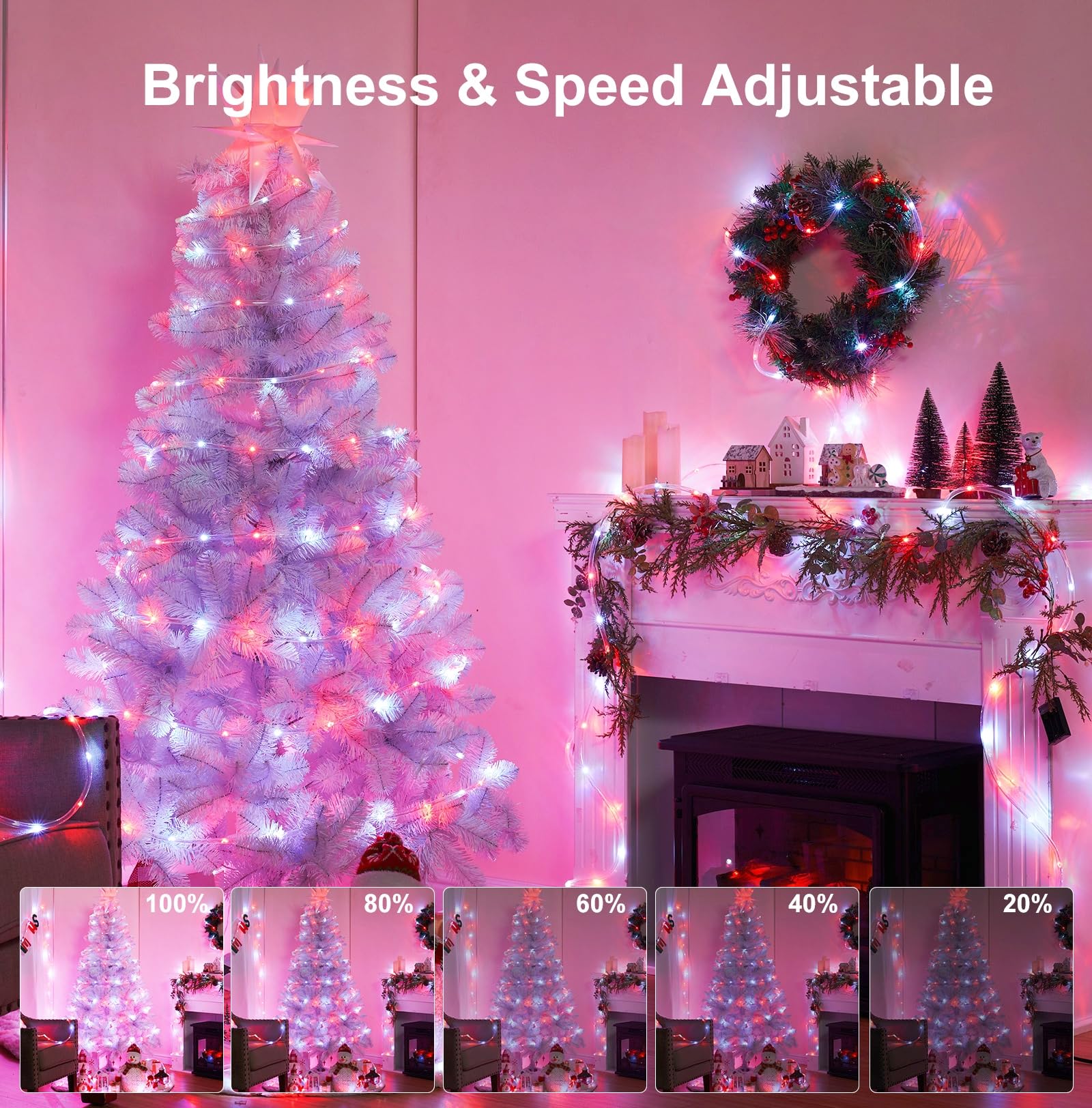 Brightown 72 FT Color Changing Rope Lights, 200 LED Waterproof String Lights for Outdoor and Indoor Decoration
