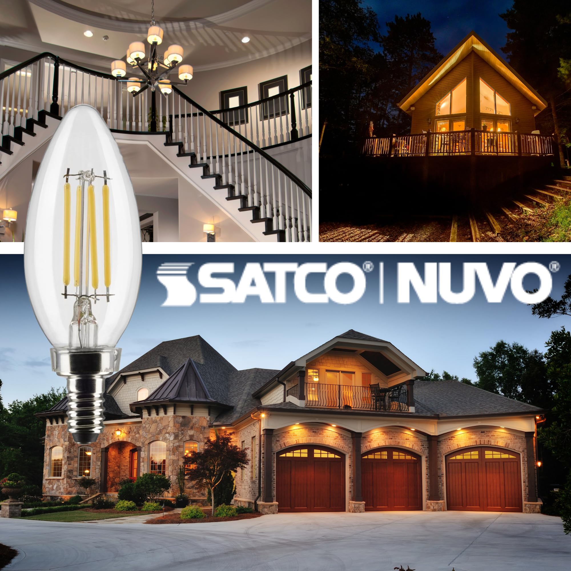 Satco Lighting S21273-5.5 Watt B11 Led Clear Dimmable Light Bulbs - Candelabra Base - 90 Cri - 2700K - 120 Volts - 15,000 Hours