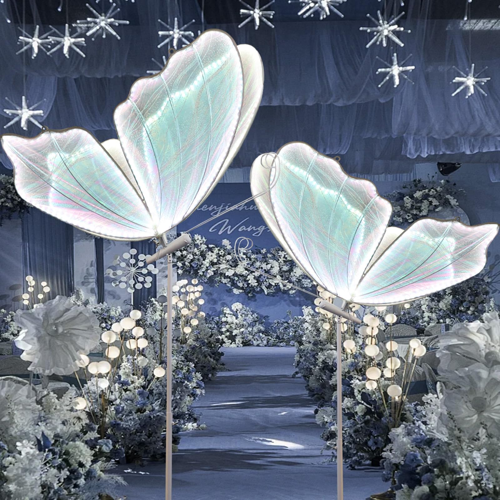 ECGOIOE Wedding Butterfly Floor Lamp, 60CM/24IN, Colored Silver, Iron Material, Creative Ceiling Hanging Decoration