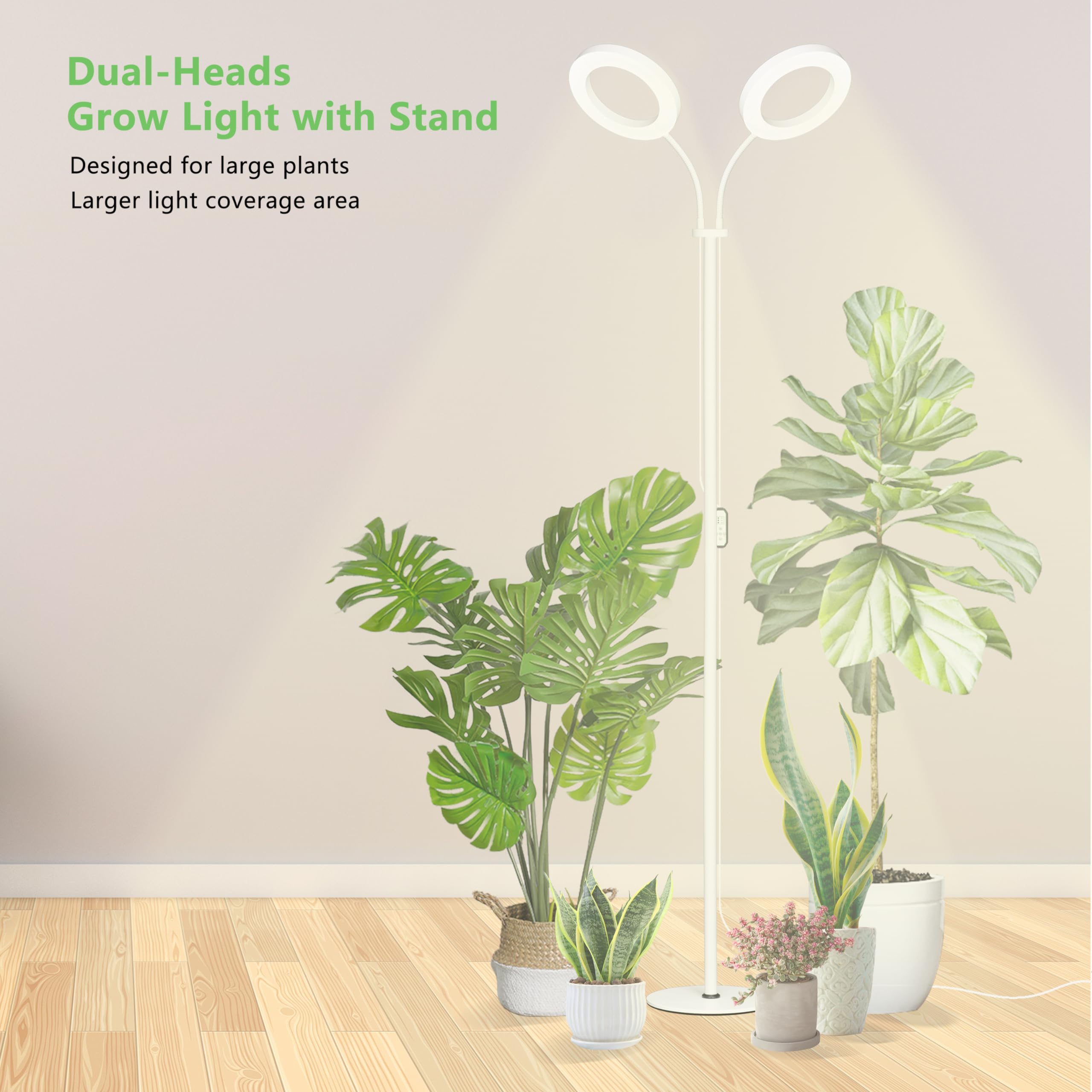 Geciliaoran Grow Light For Indoor Plants, Full Spectrum Led Halo Plant Lights With Stand, Floor Standing Growing Lamp With Adjus