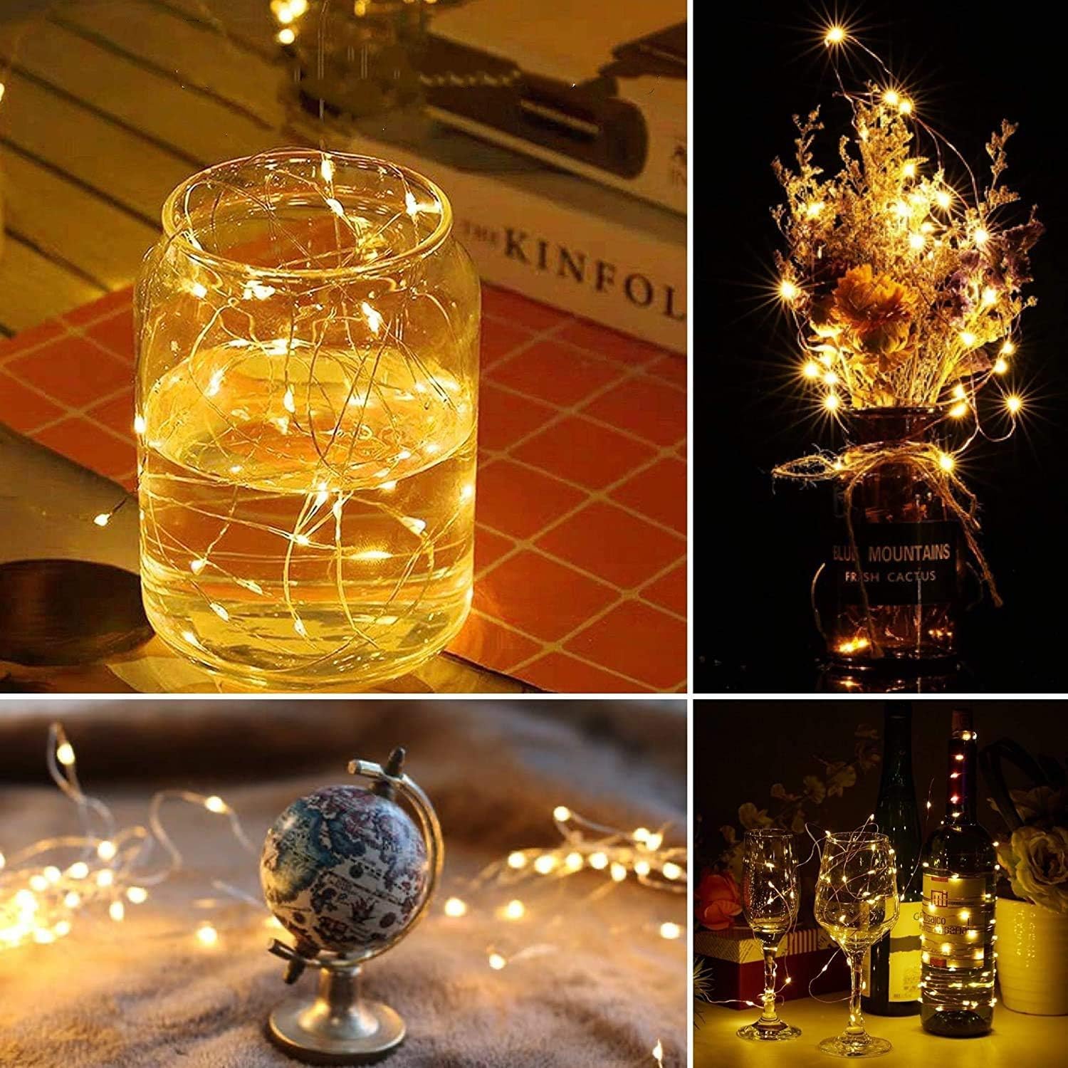 Znycye 50 Led Fairy Lights With Timer 8.2Ft 8 Modes Battery Operated Fairy Lights  4 Pack Mini Led String Lights For Diy Wedding Bedroom Mason Jar Vases Table Party Christmas Decoration (Warm White)