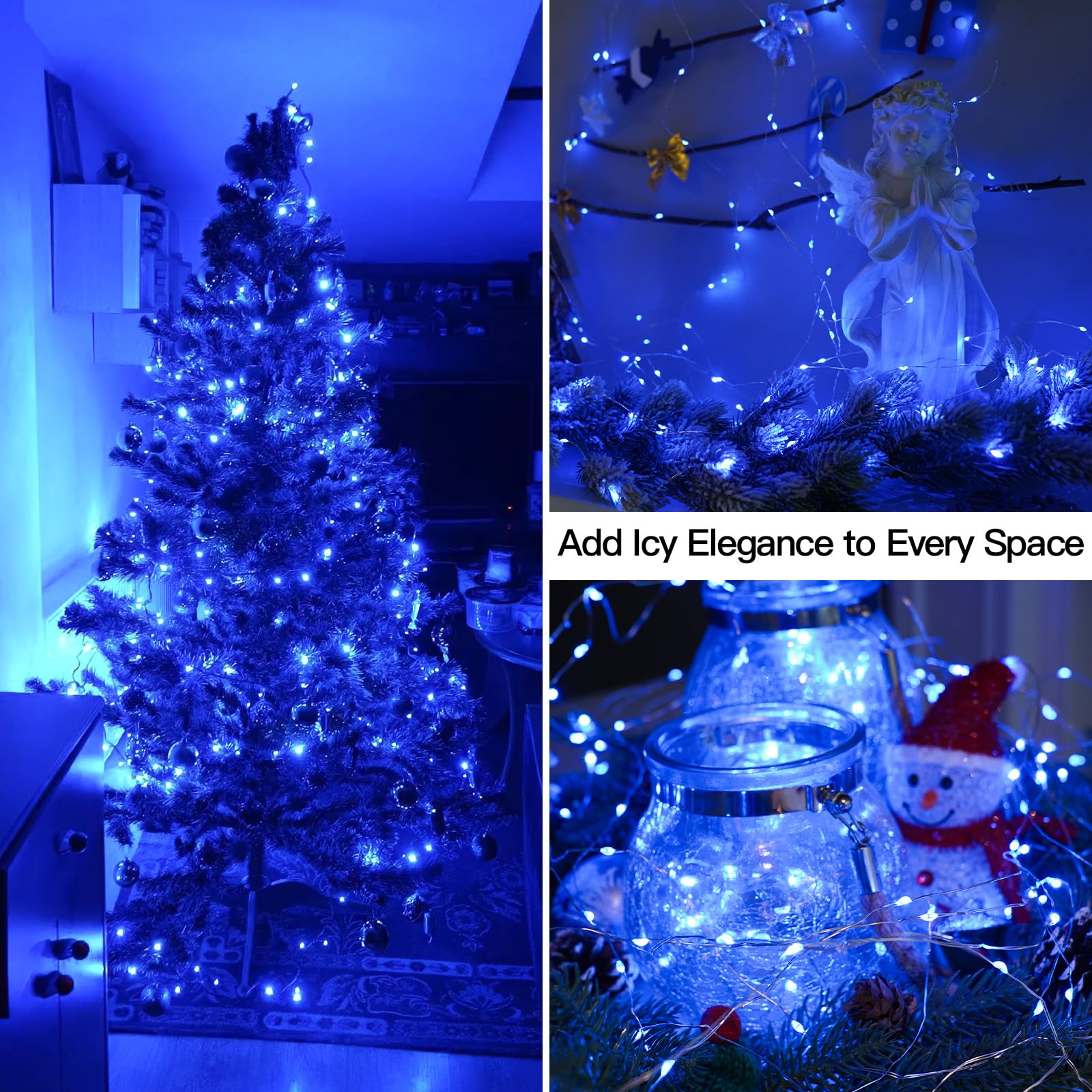 Suddus 66Ft Blue Led Fairy Lights, 200 Led Battery Operated Twinkle Lights For Indoor/Outdoor Use