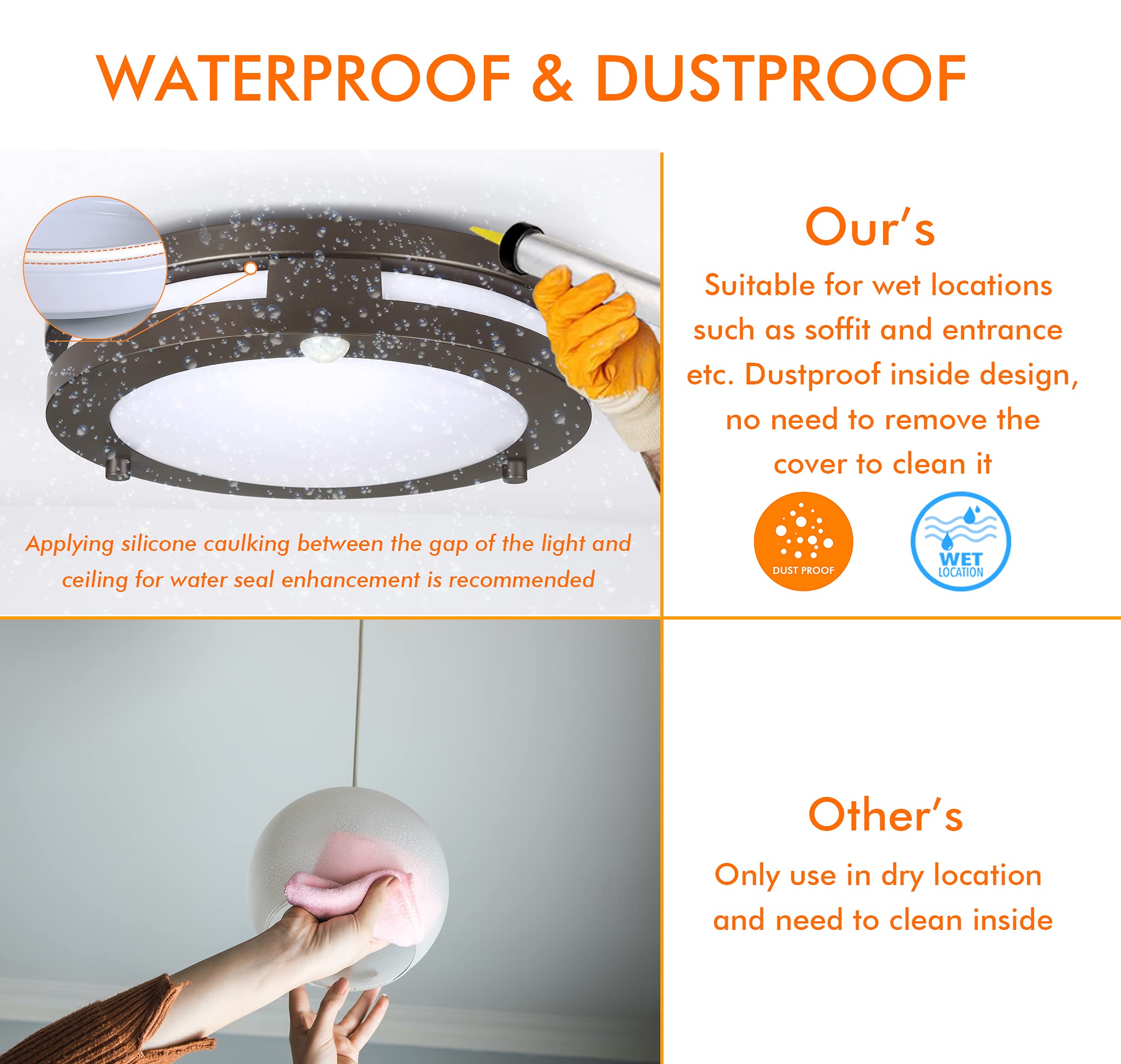 CLOUDY BAY Indoor Outdoor 10in LED Flush Mount Ceiling Light 20W, 5 Color Selectable, Oil Rubbed Bronze, Model DCO10205CMSORB