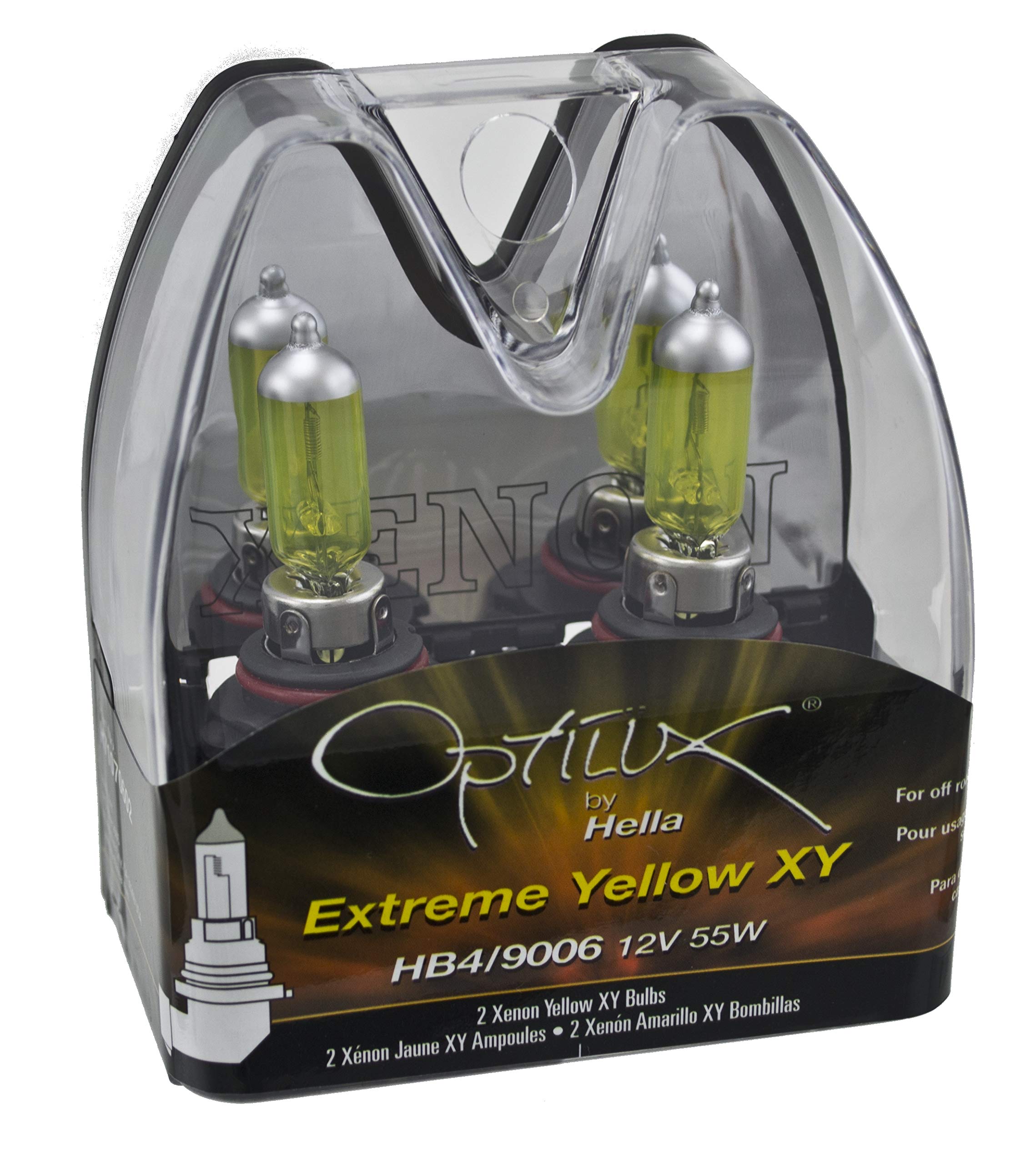 Hella Optilux XY Series HB4 9006 Halogen Bulbs 12V 55W Extreme Yellow 2 Pack