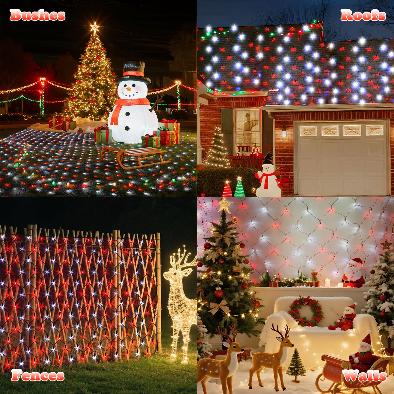LitHome Christmas Net Lights - 300 LED Red & White, 14.8FT x 5FT, Waterproof, Connectable, Model B-RG-S-AA-04