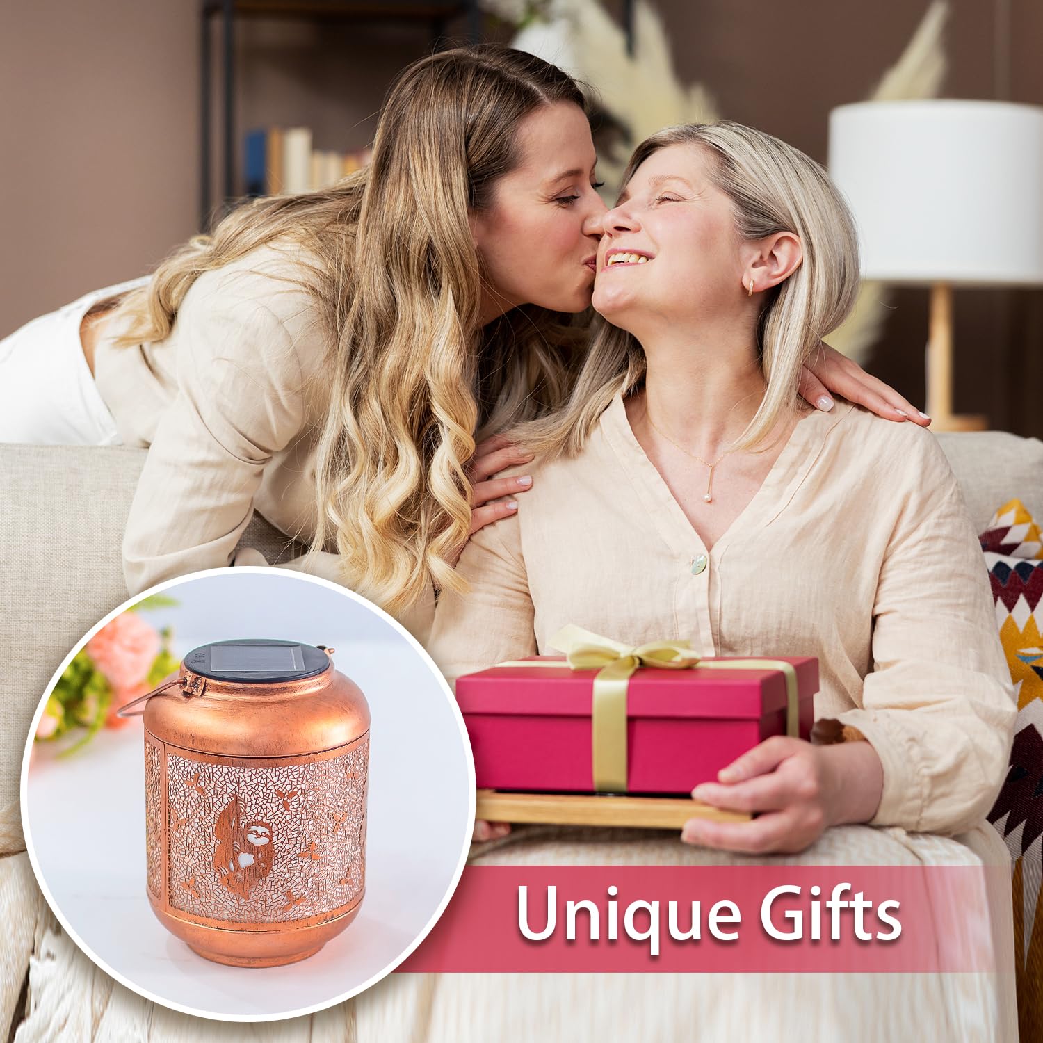 Sloth Solar Lanterns Outdoor Waterproof Hanging Solar Lights Sloth Gifts For Women Men Mom Metal Decorative Led Outdoor Lanterns