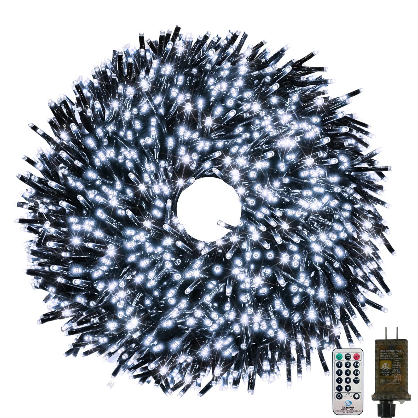 75Ft 1500 Led Christmas Cluster Lights  Fire er String Lights With Remote & 8 Modes & Timer  Waterproof Fairy Twinkle Light Plug In For Indoor Outdoor Party Garden Xmas Tree Decoration  Cool White