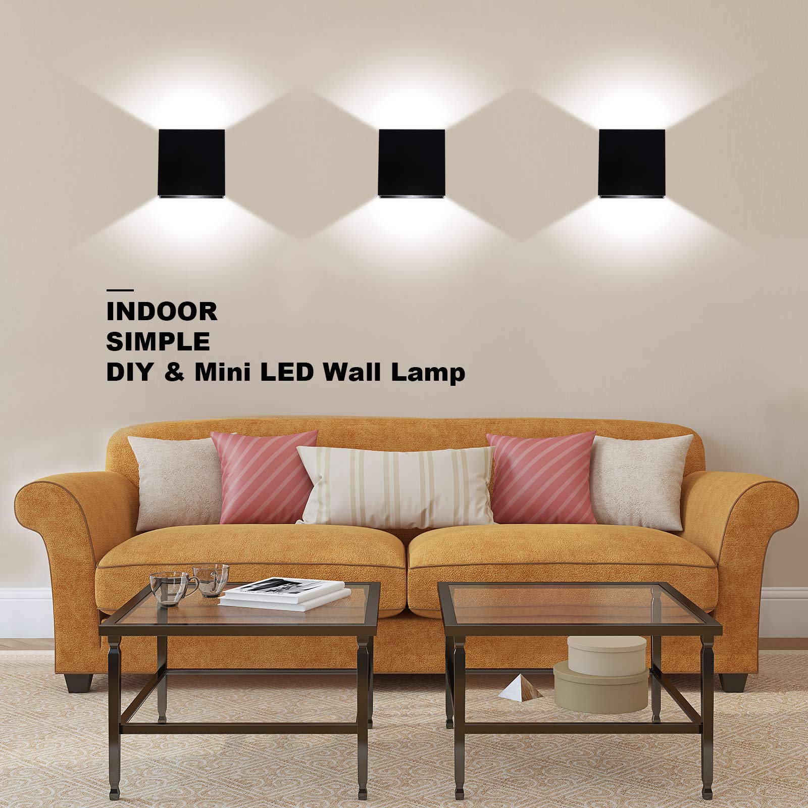 Lightess Mini LED Wall Sconce, Dimmable 10W, Modern Black Up Down Wall Lamp, Aluminum, Cool White, Model LG9926477