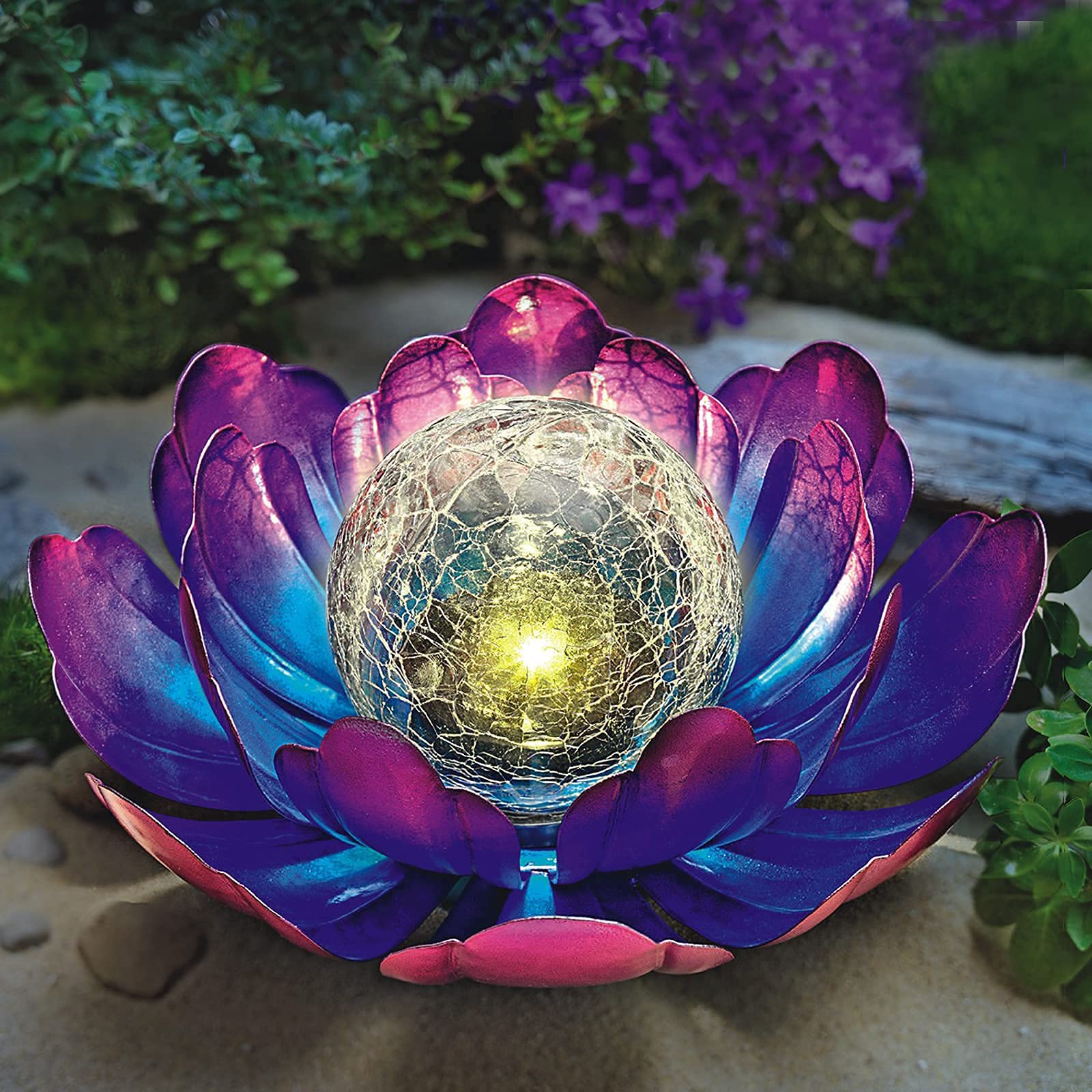 Solar Lotus Flower Light Outdoor Decorations,Solar Powered Outdoor Garden Decorative,Garden Decor Birthday Gift for Women Mom Gr